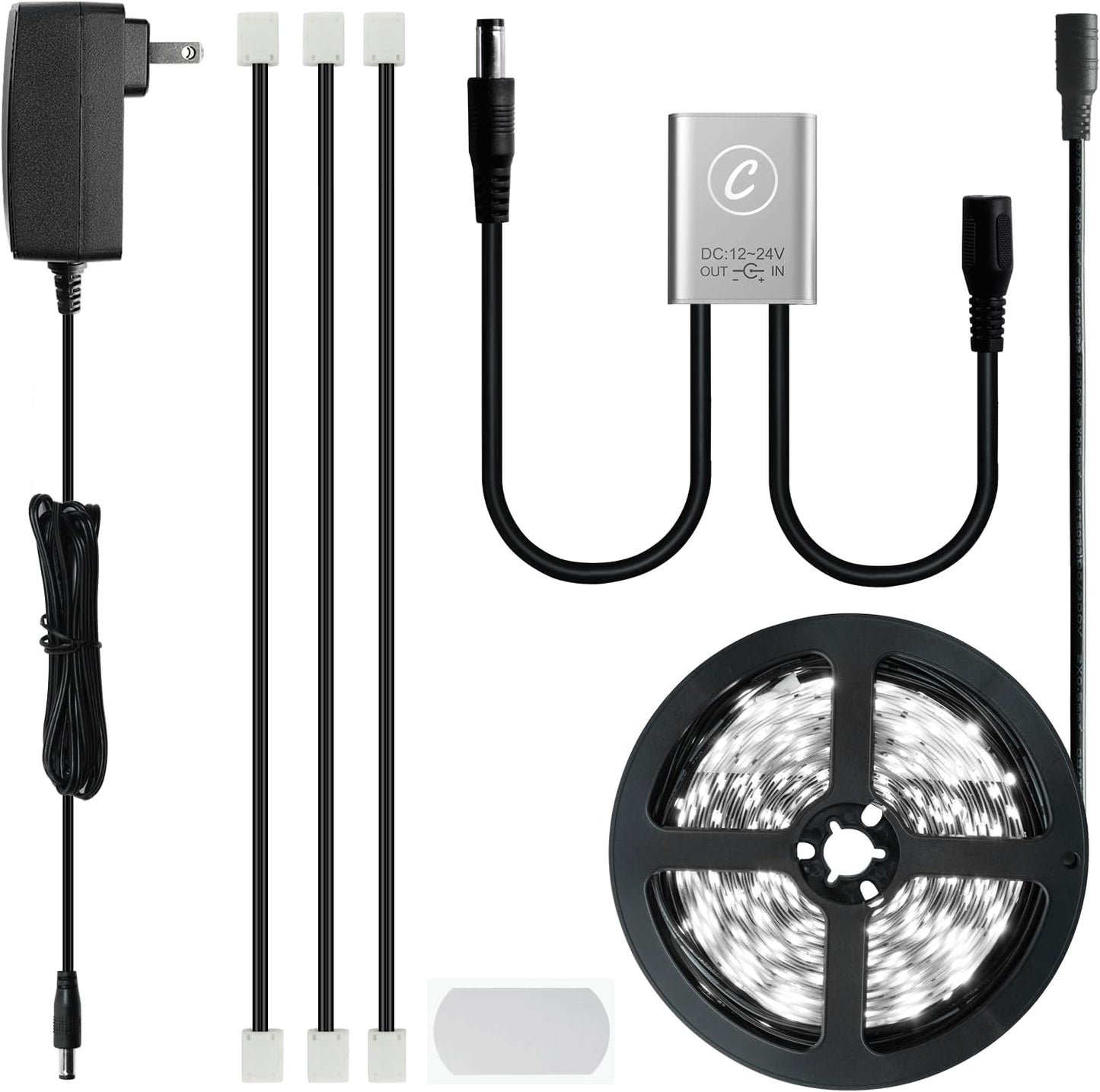 Sensky 19.7FT/6M Cabinet Lighting Kit Flexible LED Strip Lights Kit with Cabinet Sensor Switch,Power Adapter for Gun Safe Cabinet Pantry Wardrobe Lighting (6000K, 6M)