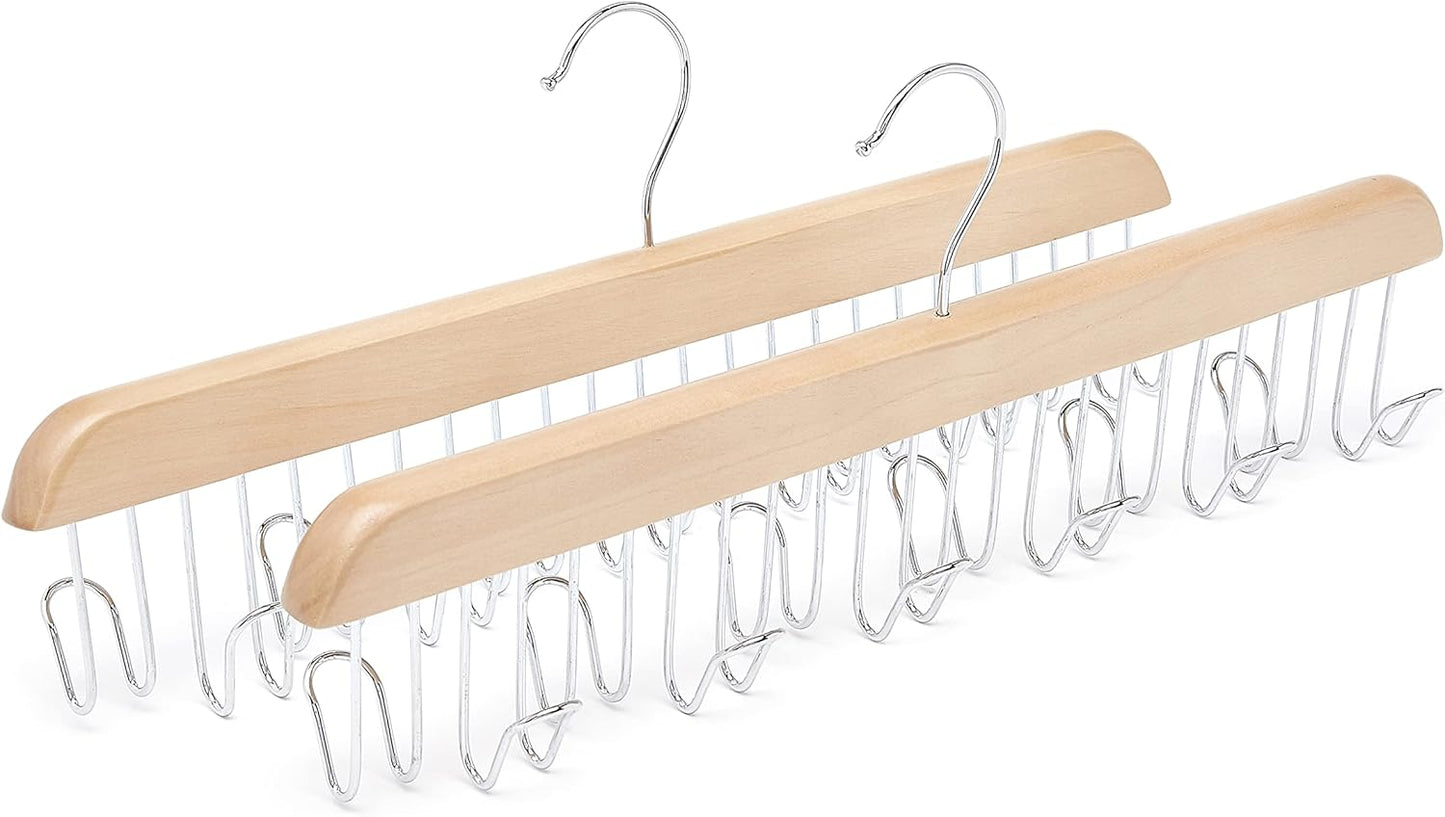 Amazon Basics Wooden Belt Hanger - Natural (Pack of 18)