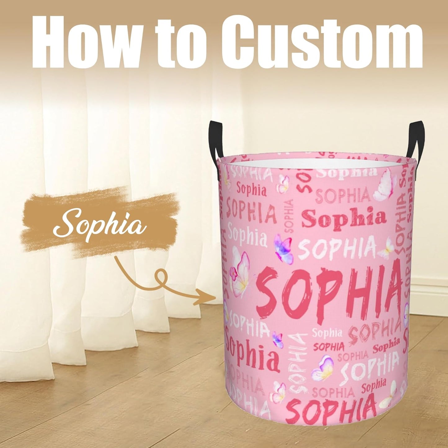 Custom Name Laundry Hamper, Personalized Laundry Basket with Name for Boys Girls Kids Men Women, Customized Name Dirty Clothes Basket Gifts for Clothes Toy Bathroom Bedroom Laundry Room Dorm