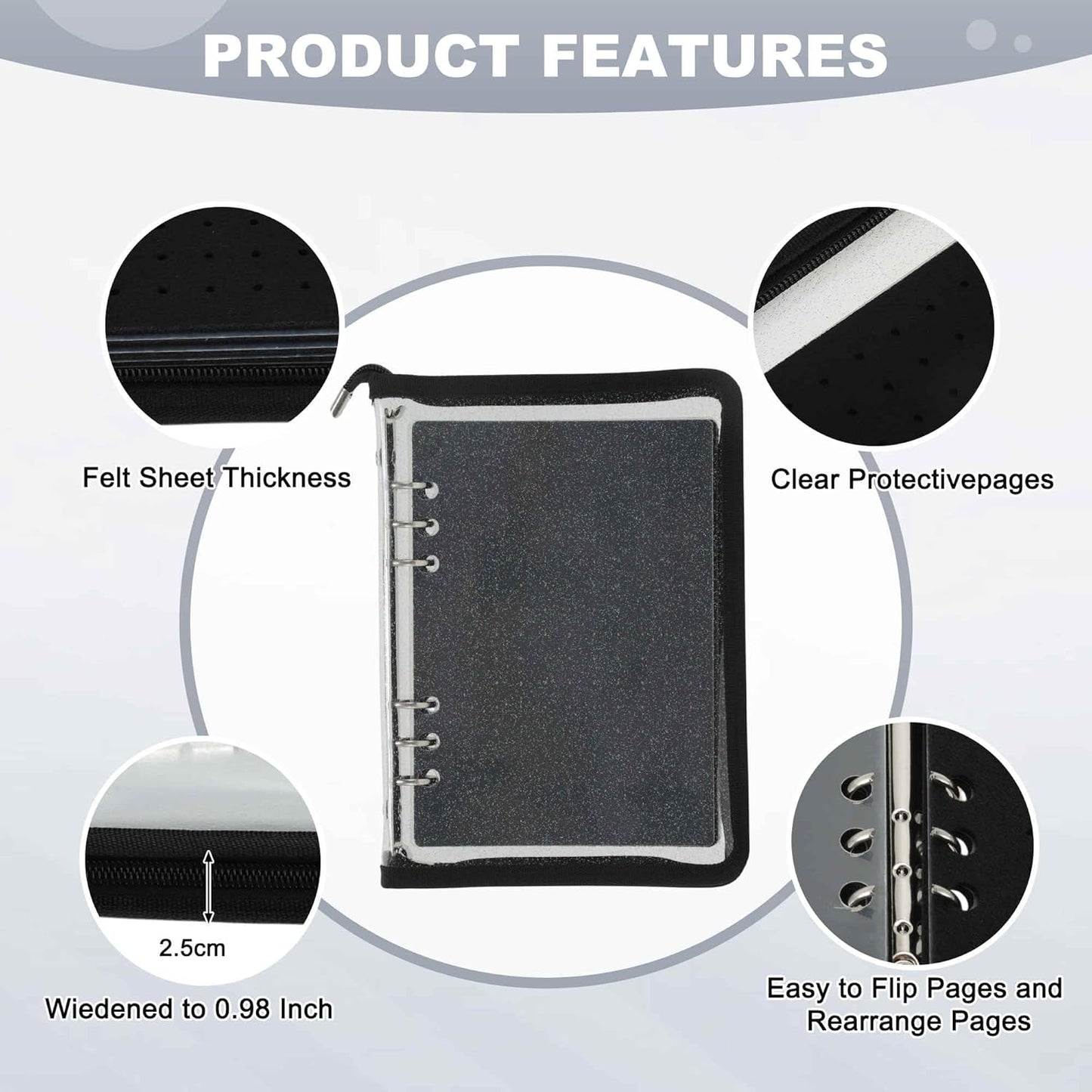 CAPASTEC Pin Bag, Portable Pin Display Book, Ideal for Pins, Brooches Storage, Black