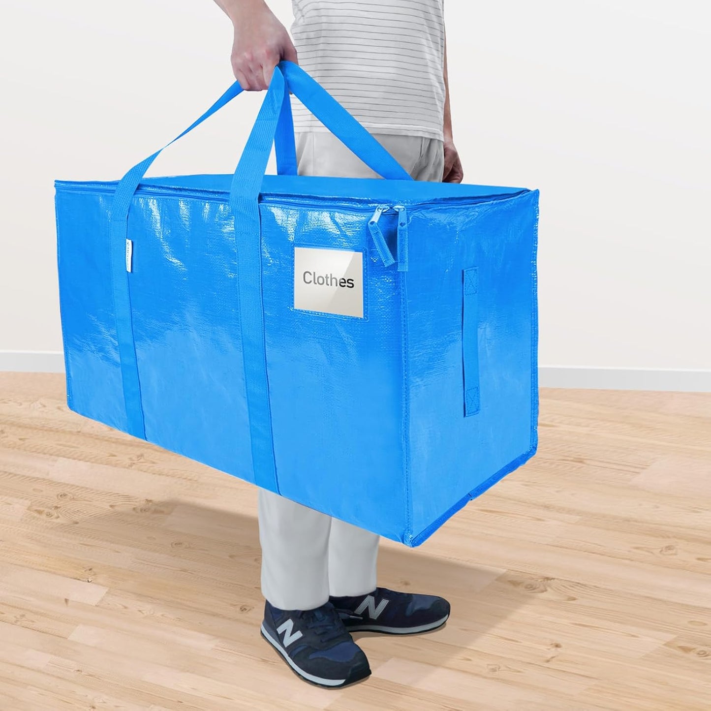 TICONN 6 Pack Extra Large Moving Bags with Zippers & Carrying Handles, Heavy-Duty Storage Tote Moving Boxes for Space Saving (6 Pack, Sky Blue)