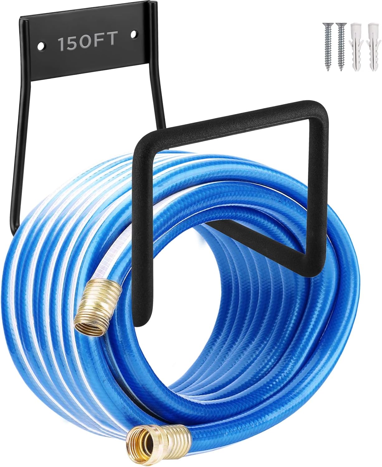 Metal Garden Hose Holder - Wall Mount Heavy Duty Holds Up to 150Ft Hose