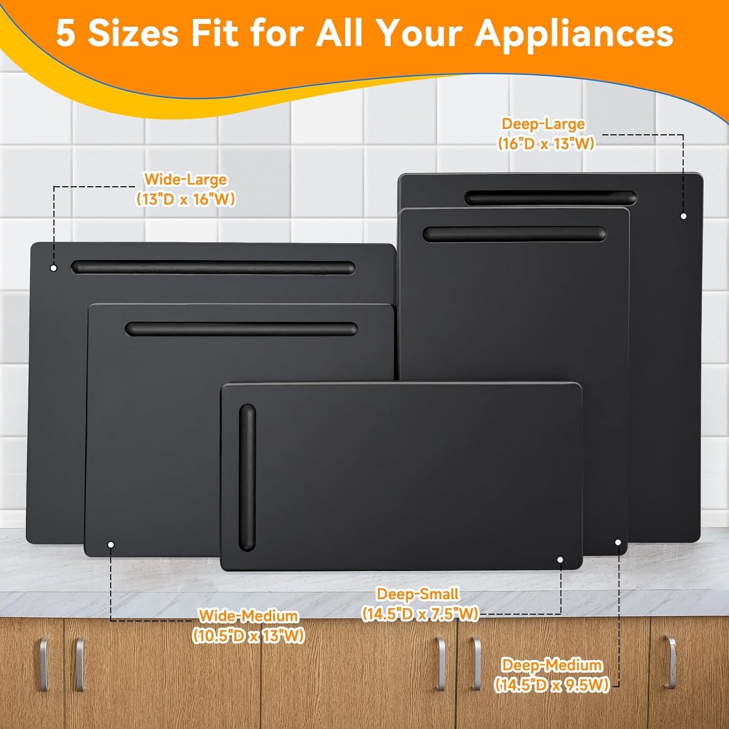 Wood Appliance Sliders with 360' Wheels, Sliding Tray for Coffee Maker & Heavy Kitchen Appliances,Countertop Appliance slider for Kitchen Appliance, Premium Wood Rolling Tray,No Assemble(Deep-Large)