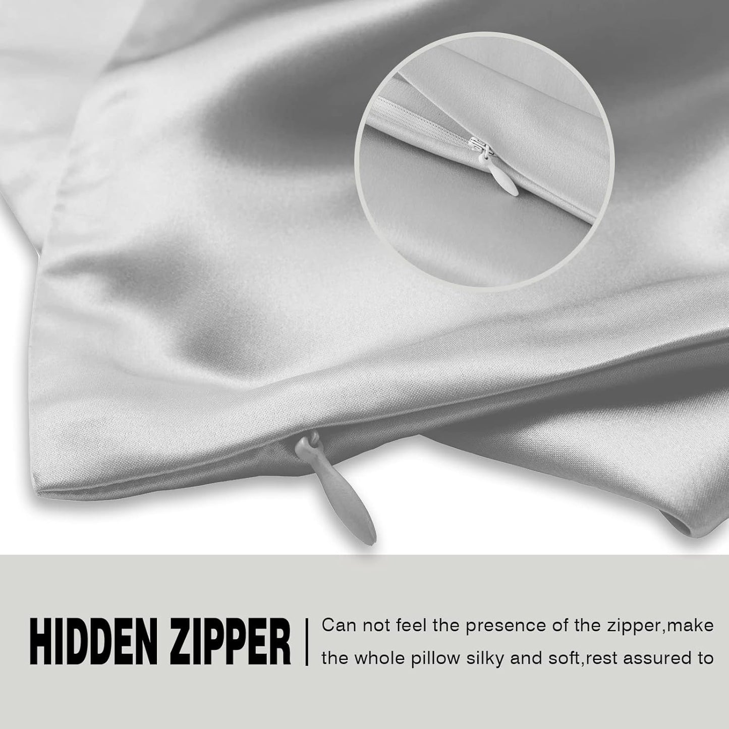 Silk Pillowcase for Hair and Skin,Soft,Breathable and Sliky 100% Queen Silk Pillow Case Set of 2,Both Sides Natural Mulberry Silk Pillowcases with Hidden Zipper(Queen Size 20"X 30",2pcs)