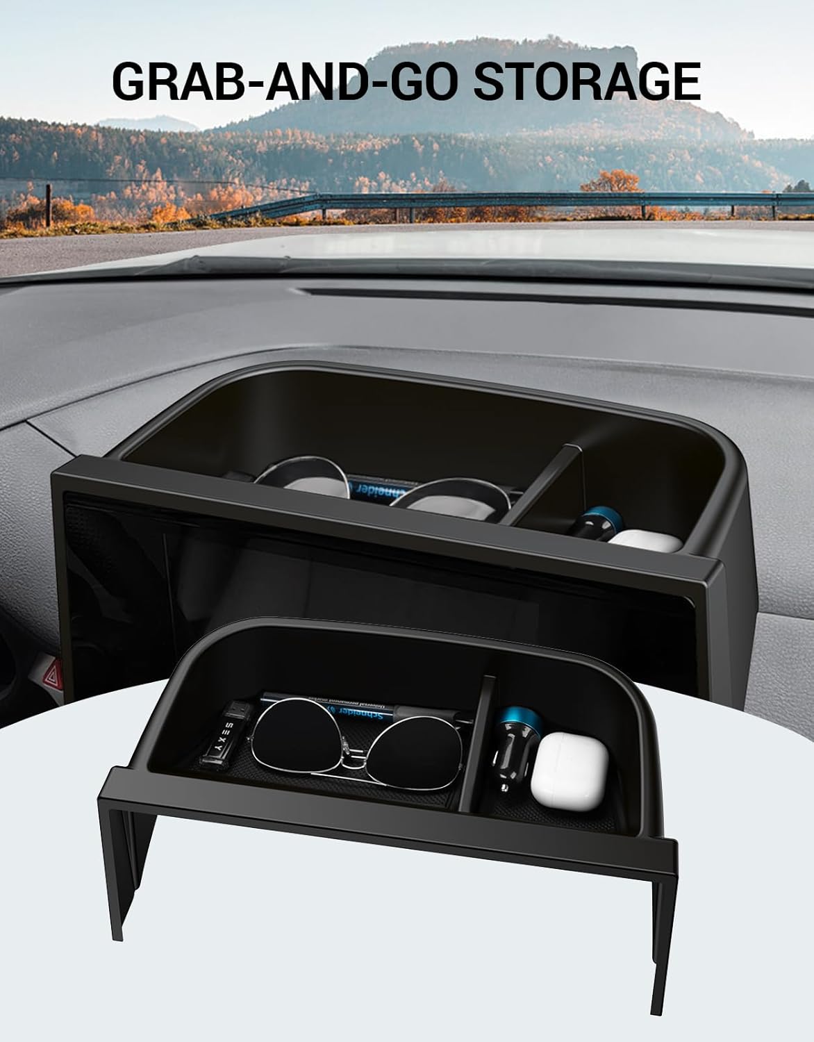 Ecarzo Dash Tray Phone Holder for 2025 2026 Toyota Sienna 8.0 inches Screen, Custom Fit Behind Screen Dashboard Organizer, Dash Console Storage Tray with Non-Slip Liner (NOT for 12.3-Inch Display)
