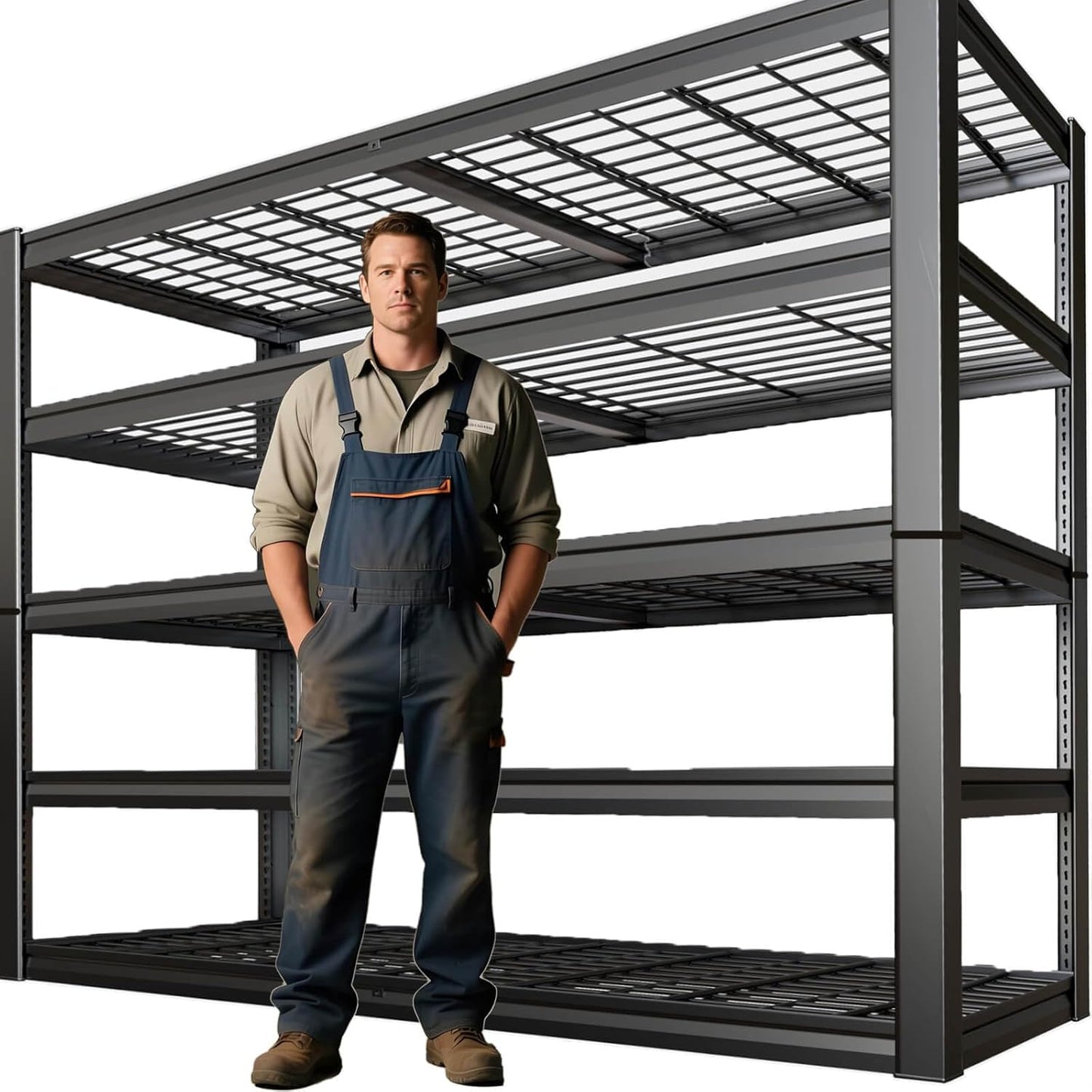 68" Wide Heavy Duty Garage Shelving Units, 5-Tier Deep Storage Shelves,Black Metal Garage Shelves,Steel Shelf,Large Storage Rack,Industrial Shelving for Shop, 68" W x 20" D x 84" H