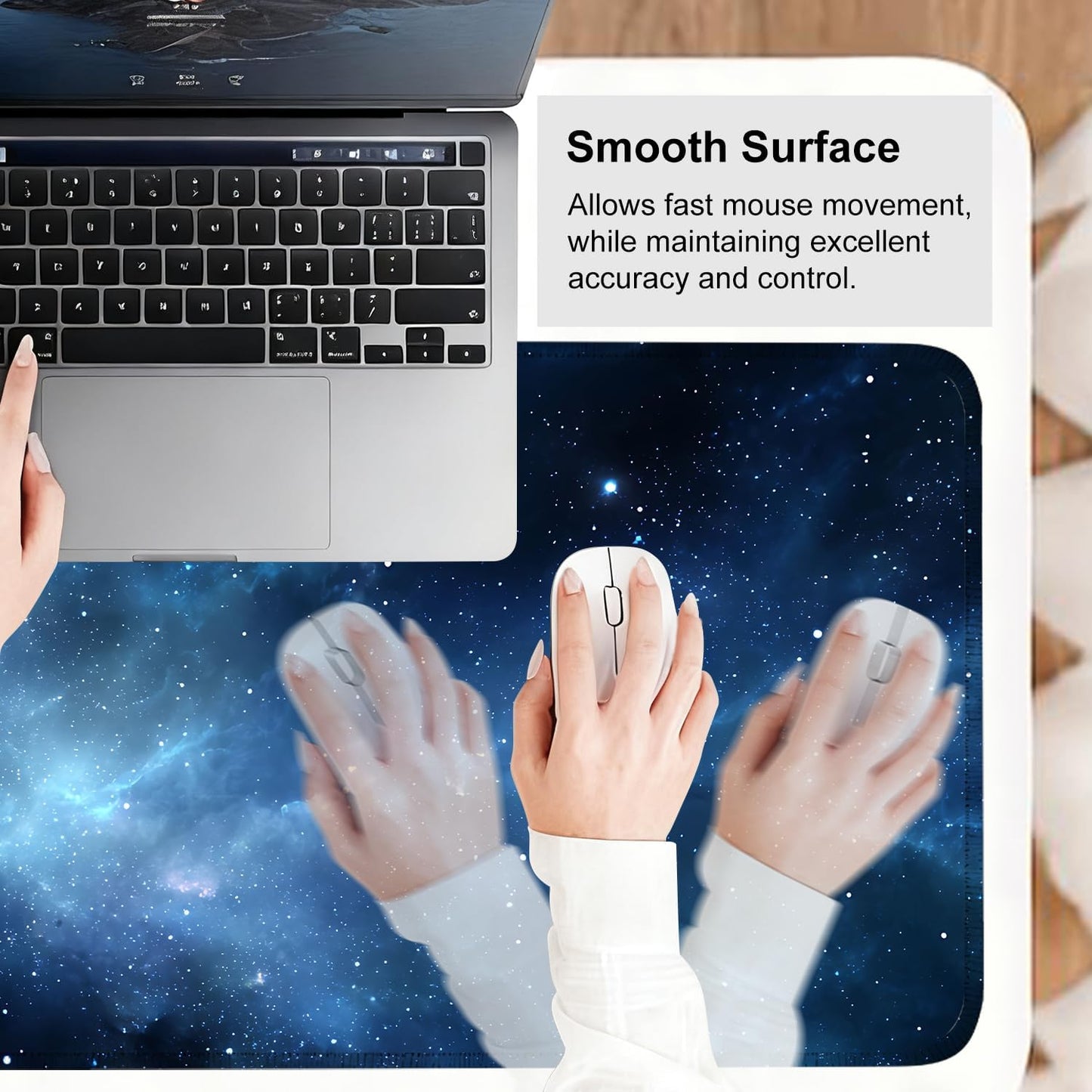 Galaxy Mouse Pad – Large Extended Desk Mat 31.5 x 11.8 in– Deep Space Nebula Starry Sky Design, Non-Slip Base, Waterproof Surface, Oversized Keyboard & Mouse Pad for Gaming or Office