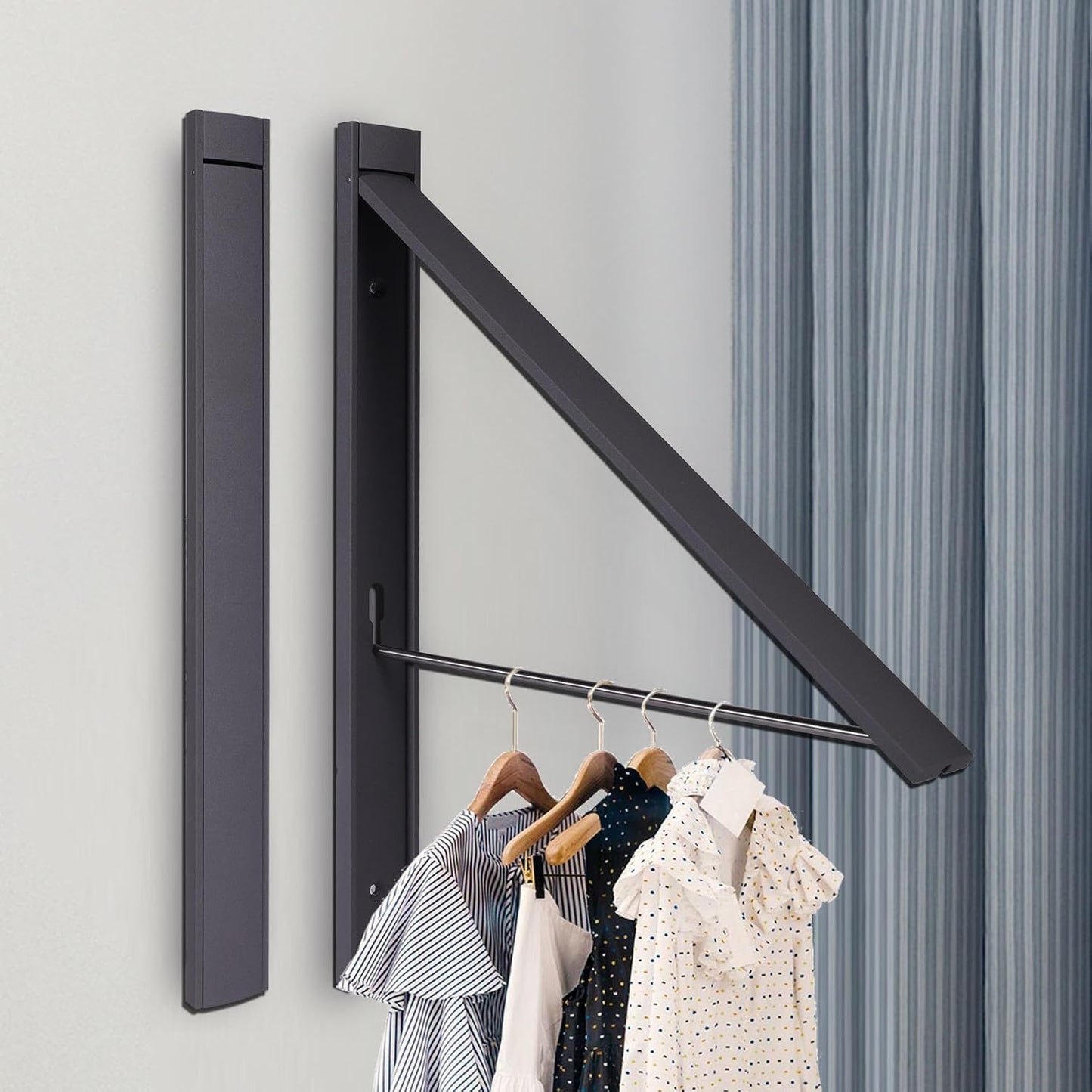 Retractable Clothes Drying Rack,Space Saver Wall Mounted Folding Hanger for Laundry Room, Closet Storage Organization, Easy Installation Aluminium Never Rust Dryer 1pcs