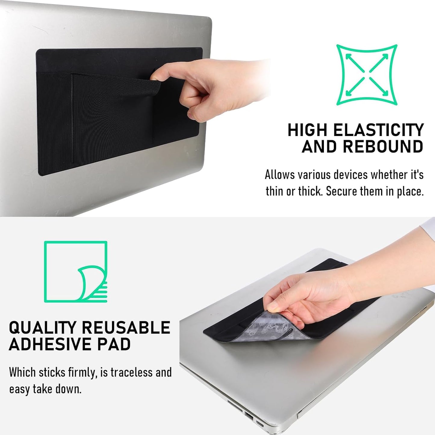 3-Pocket Organizer Mouse Holder for Laptop External Hard Drive SSD Holder Sleeve Computer Accessories Stick on Pouch Organizer Adhesive Pocket Storage Sleeve for Mouse HDD SSD Cables