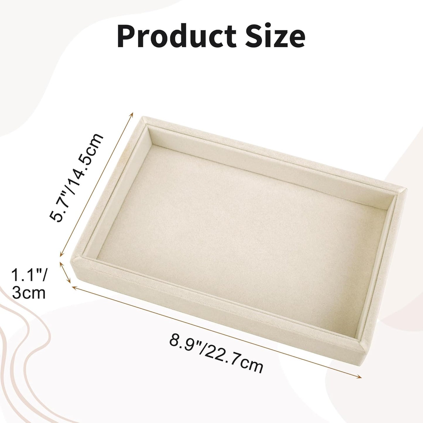 Mornajina 9" x 5.7" Velvet Jewelry Tray Jewelry Display Tray, Stackable Empty Plate Trays for Earrings Necklaces Bracelet Rings Display Showcase - Light Khaki