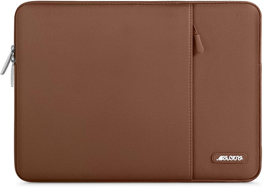MOSISO Laptop Case 14 inch, 14 inch Laptop Sleeve Compatible with HP Lenovo Dell ASUS Acer, HP Stream, Dell Latitude, Lenovo IdeaPad, Polyester Vertical Computer Sleeve Bag with Pocket, Caramel Brown