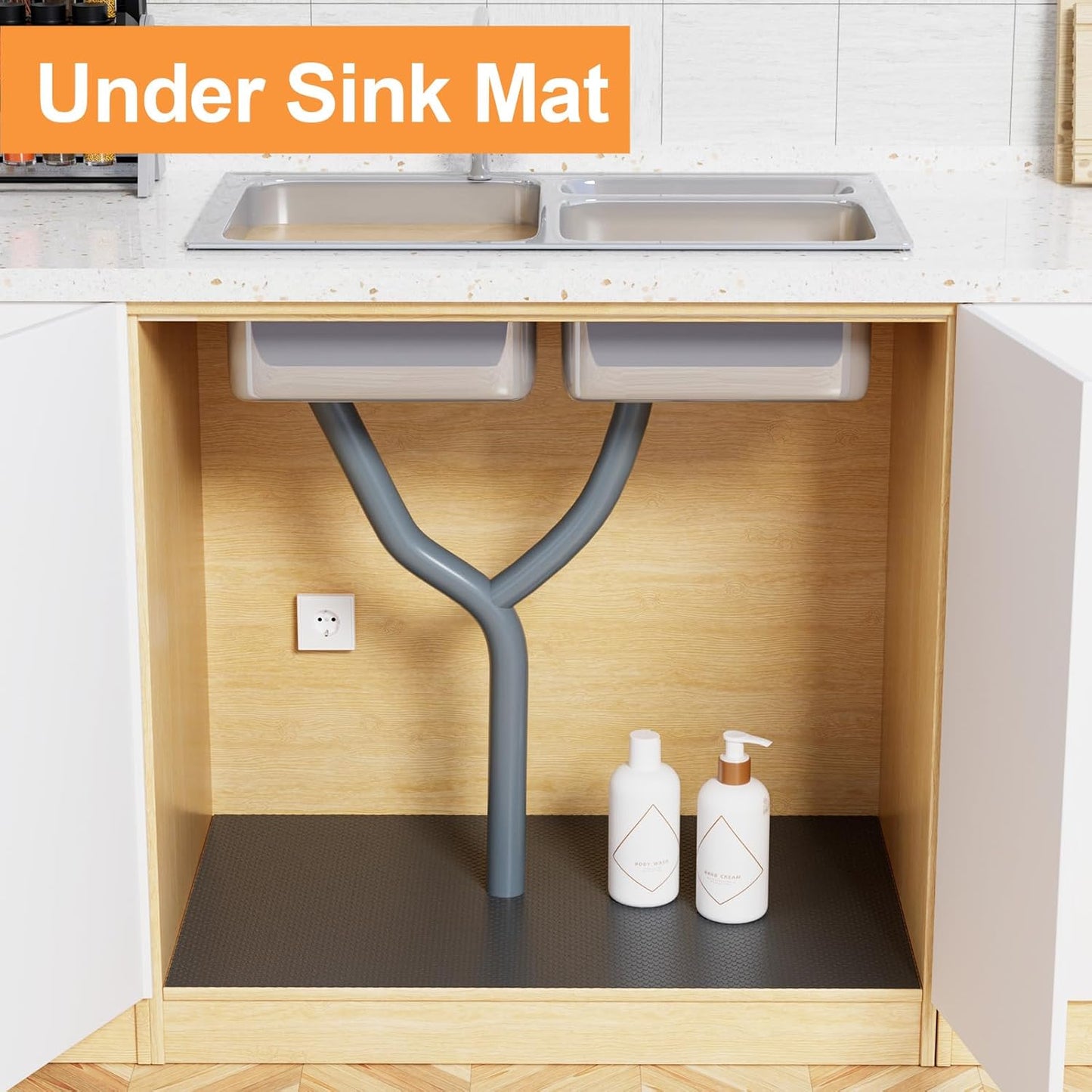 FLPMIX Shelf Liner 24-inch Wide Black - Waterproof Easy to Cut Under Sink Mat - 24 Inch x 25 FT Non-Adhesive Large Kitchen Cabinet Drawer Liner for Pantry Cupboard