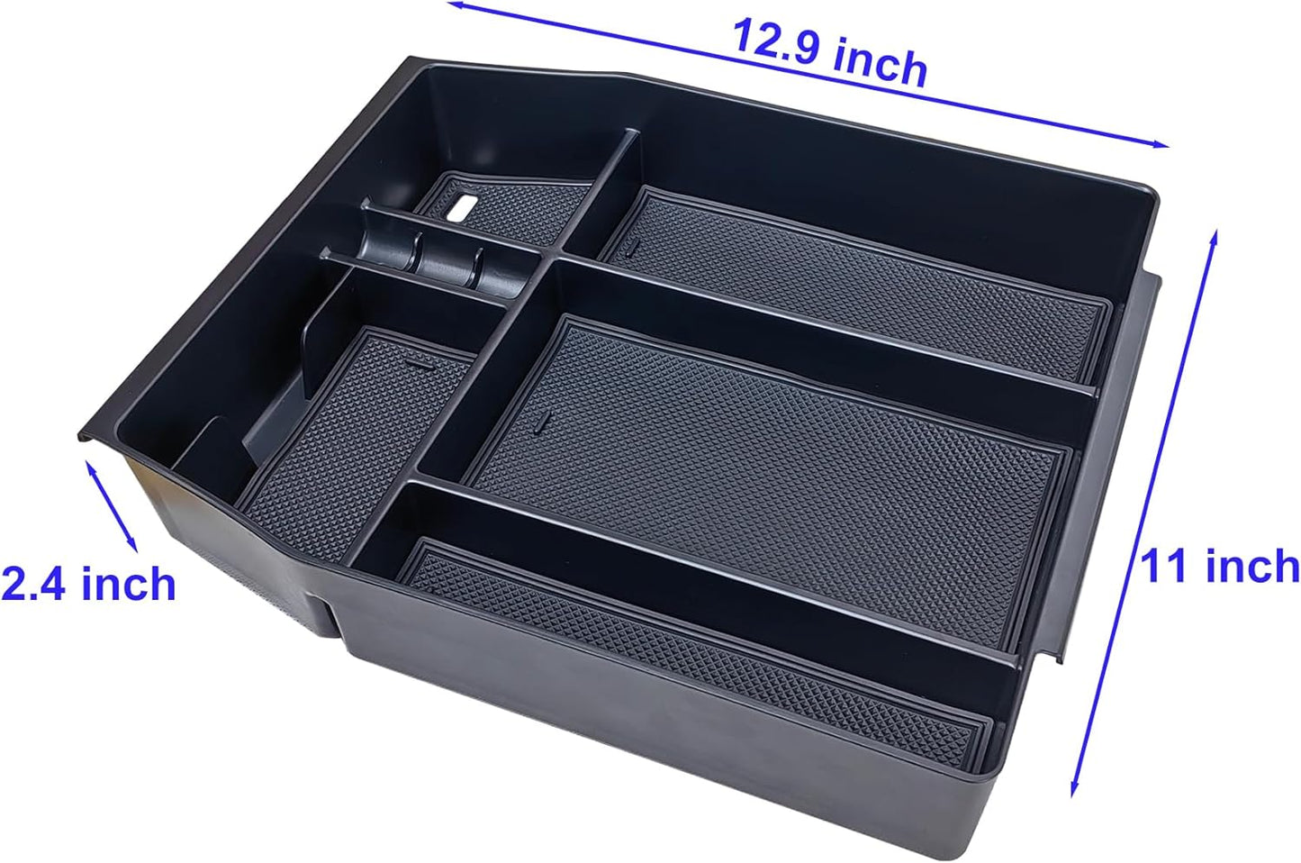 Center Console Organizer Compatible with 2021 2022 2023 2024 Ford F150 Interior Accessories, Armrest Box Insert Storage Tray (Full Console w/Bucket Seats ONLY) Black Trim