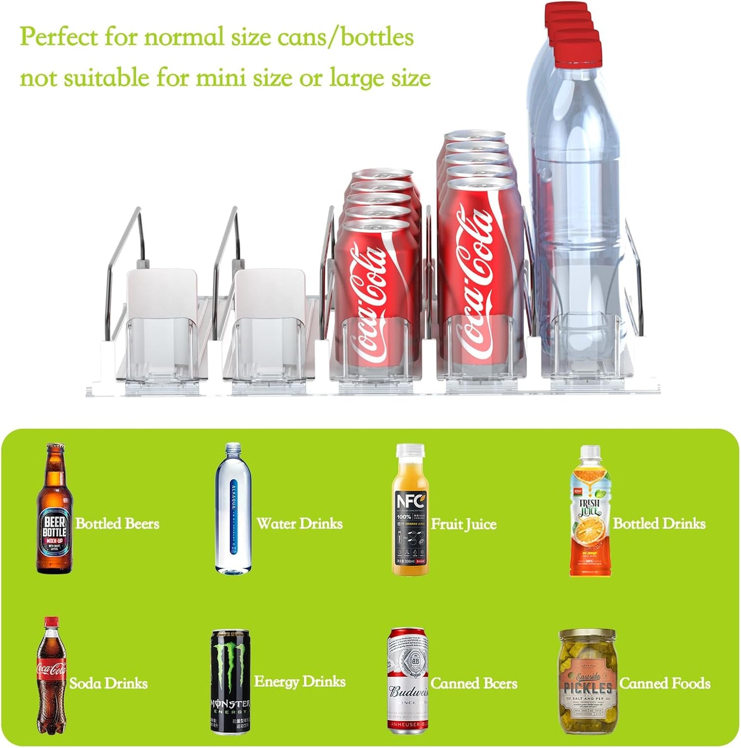 Drink Organizer for Fridge,Self Pushing Fridge Drink Organizer,Automatic Drink Dispenser for Fridge-Holds up to 25 Cans