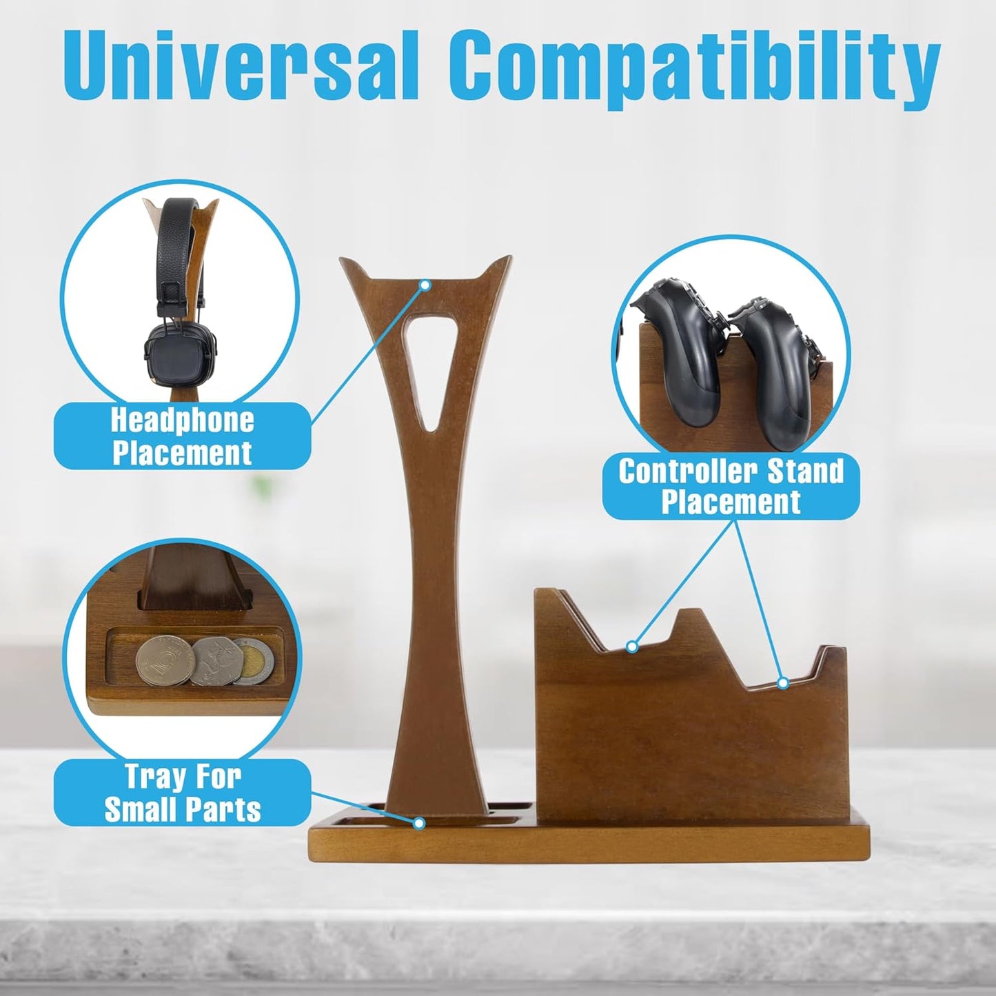 Game Controller Holder Gifts for Gamers to Organize Gaming Accessories & Headphone Holder, Unique Gamer Gifts Headset Stand Controllers Holders, Stylish Controller Stand Gaming Equipment