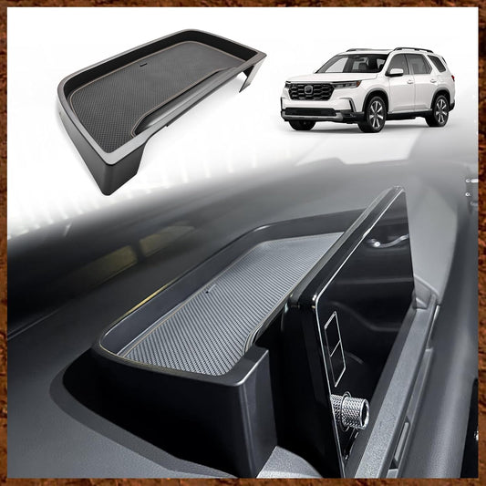 Muslogy for 2025 2024 2023 Pilot Dash Storage Tray Insert Behind Screen Center Console Organizer Interior Accessories Compatible with Honda Pilot 2023-2025 Sport EX-L TrailSport Touring Elite(Brown)