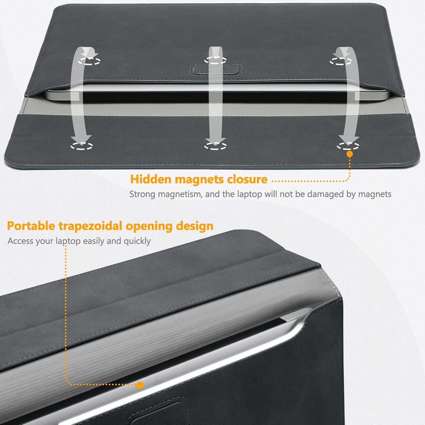 HYZUO 15-16 Inch Laptop Sleeve Case with Stand Feature for MacBook Pro 16 M4/M3/M2/M1 Pro/Max 2025-2019, XPS 15, MacBook Pro 15 2015-2012, Samsung Galaxy Book Flex/Pro 15, Space Gray