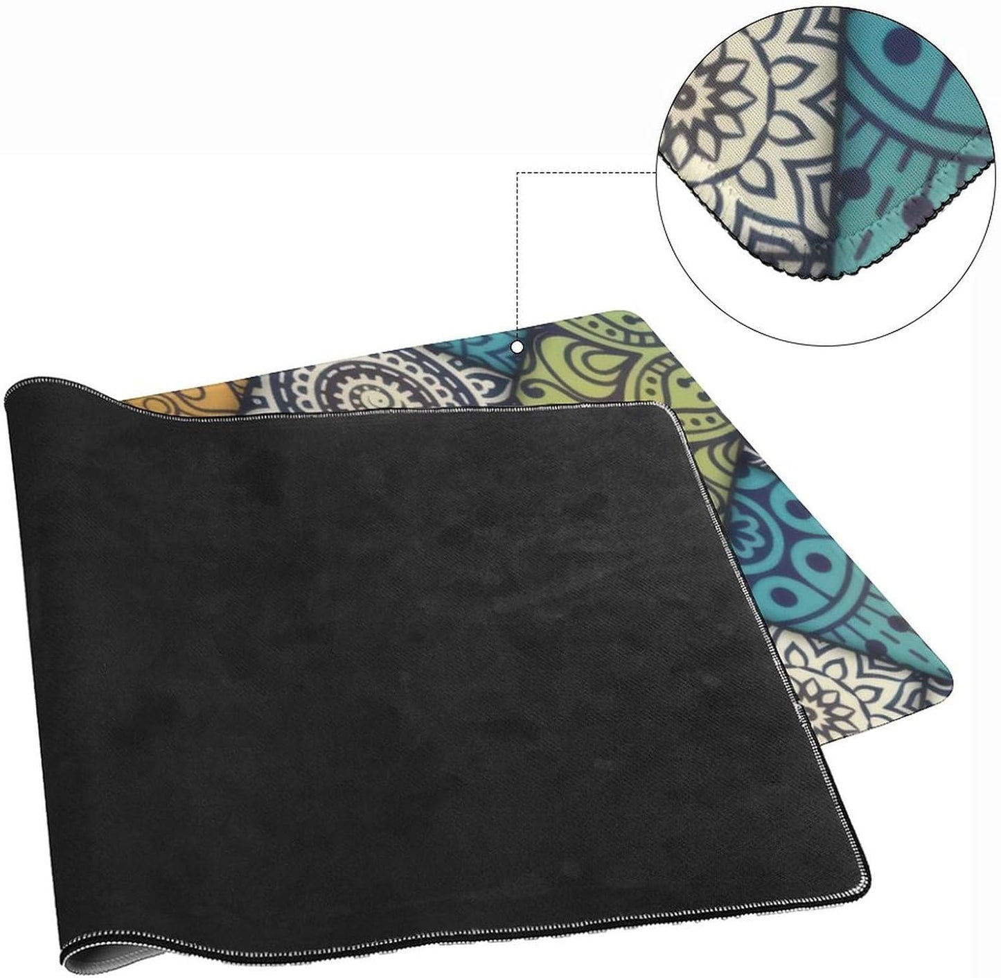 Bohemian Mandala Tile Large Mouse Pad, Vintage Aesthetic Gaming Desk Mat, XXL Keyboard Desk Pad Mat for Desktop, 35.4"x15.7" Non-Slip Base Big Mousepad with Stitched Edges
