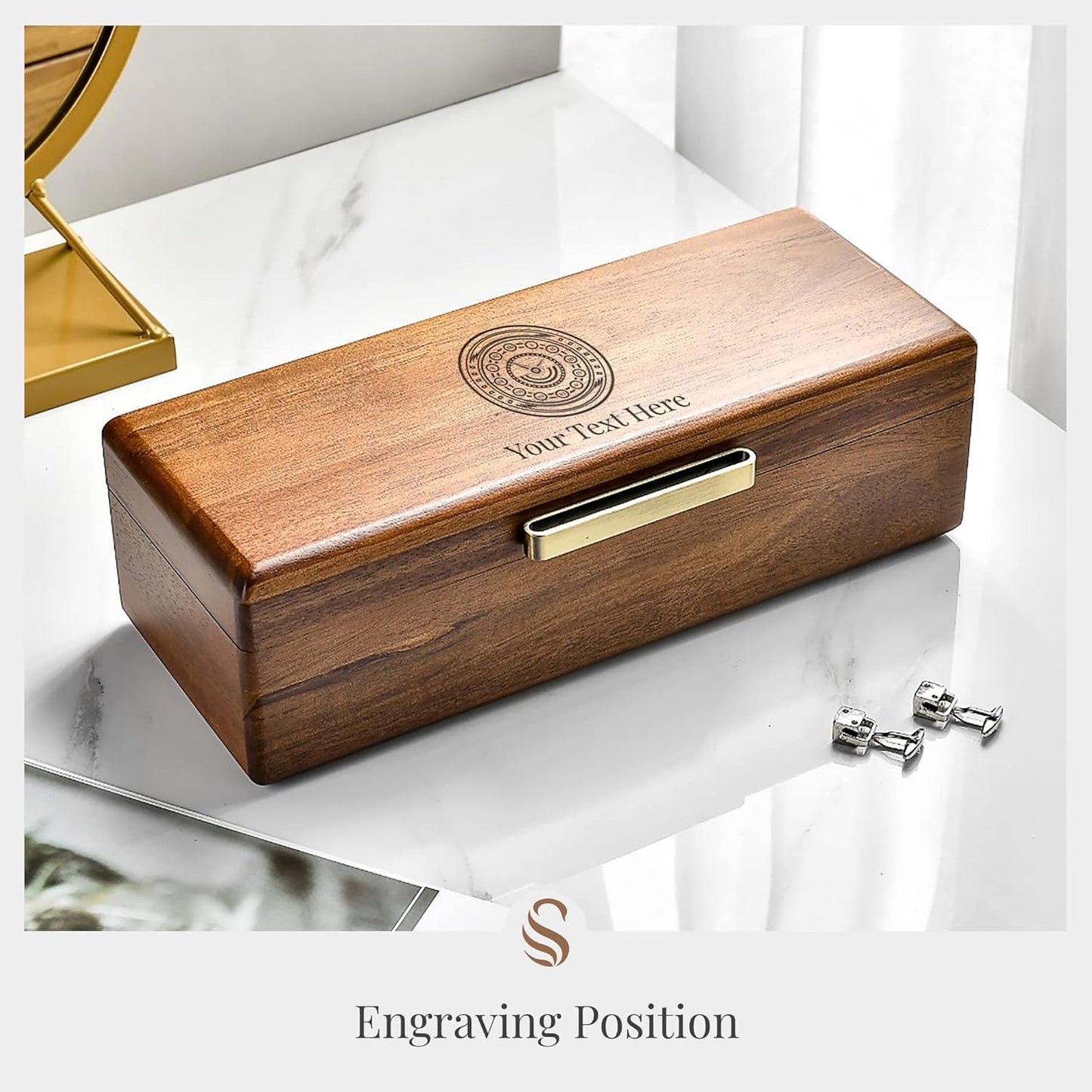 Shanik Wooden Watch Box for Men – 5 Slot Storage Case with Velvet Pillows, Natural Acacia Wood Organizer for Large Watches, Luxury Gift for Him