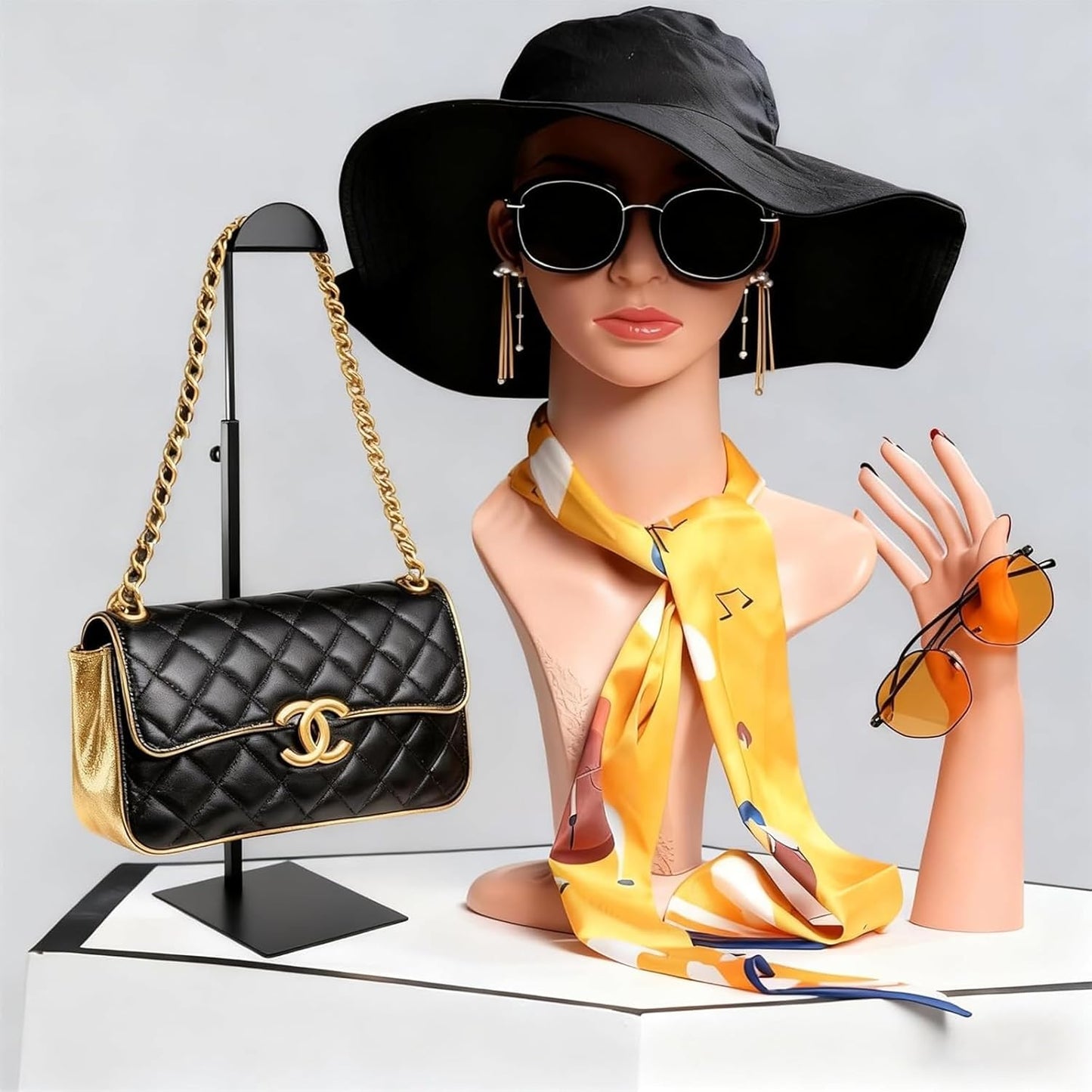 Purse Display Stand, 3 Pack Purse Stands for Display, Black Purse Display Heavy-Duty Steel Handbag Display Stand Adjustable Bag Display Stand Holder Purse Rack for Retail, Boutiques, Shop