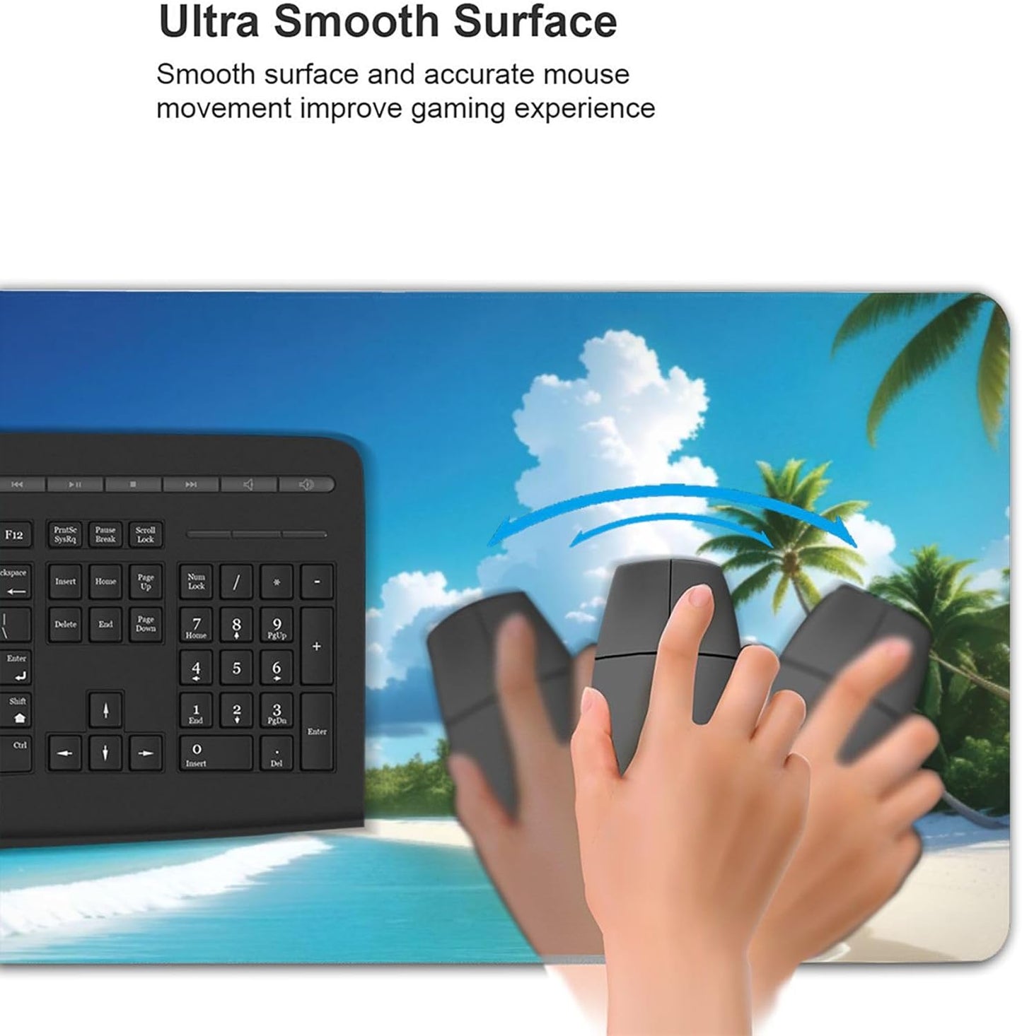 Tropical Beach Large Mouse Pad, Vintage Aesthetic Gaming Desk Mat, XXL Keyboard Desk Pad Mat for Desktop, 35.4"x15.7" Non-Slip Base Big Mousepad with Stitched Edges