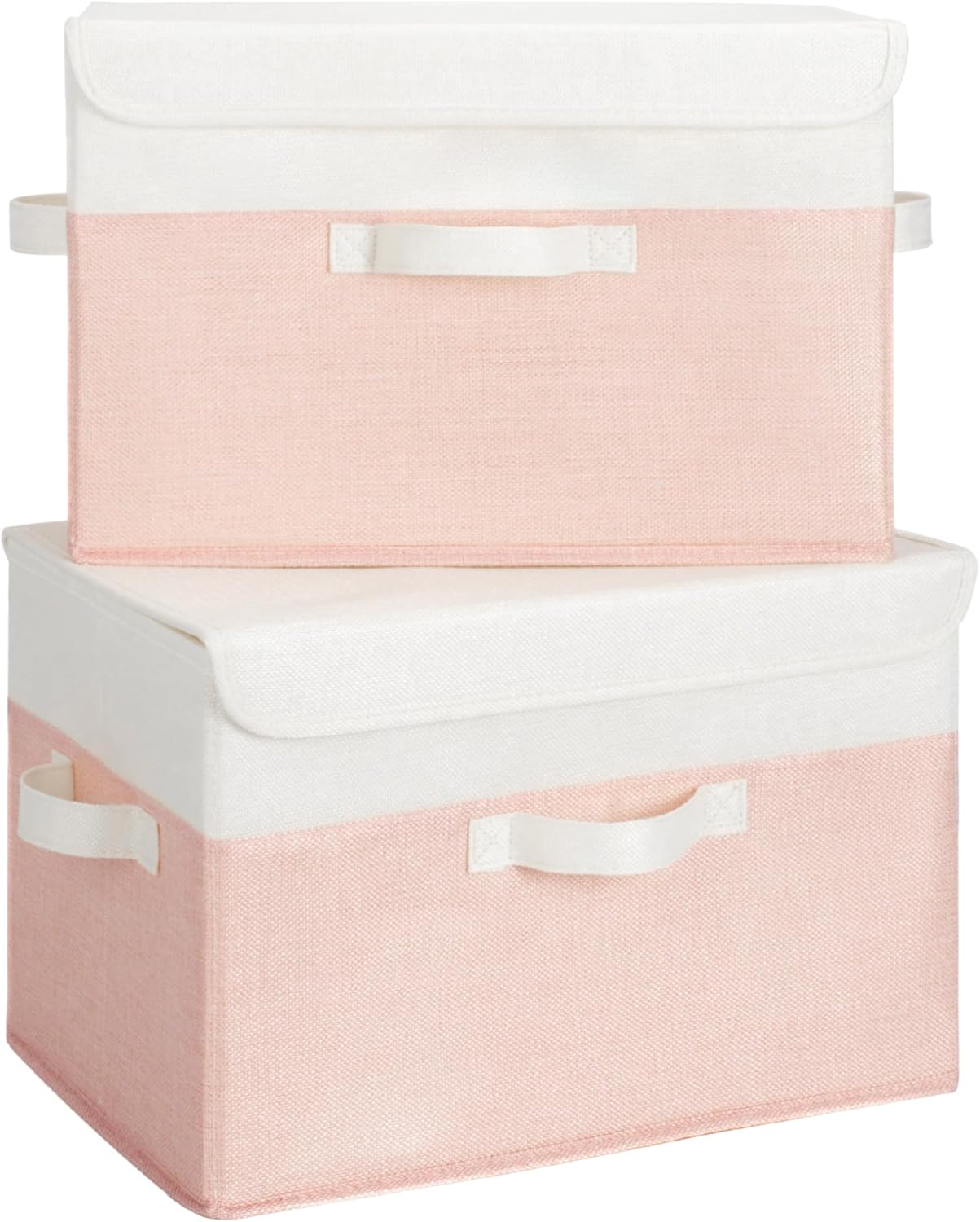 GRANNY SAYS Storage Bins with Lids, Decorative Storage Boxes for Baby Nursery, Girls Toy Chest, Closet Organization, Pink, 2-Pack