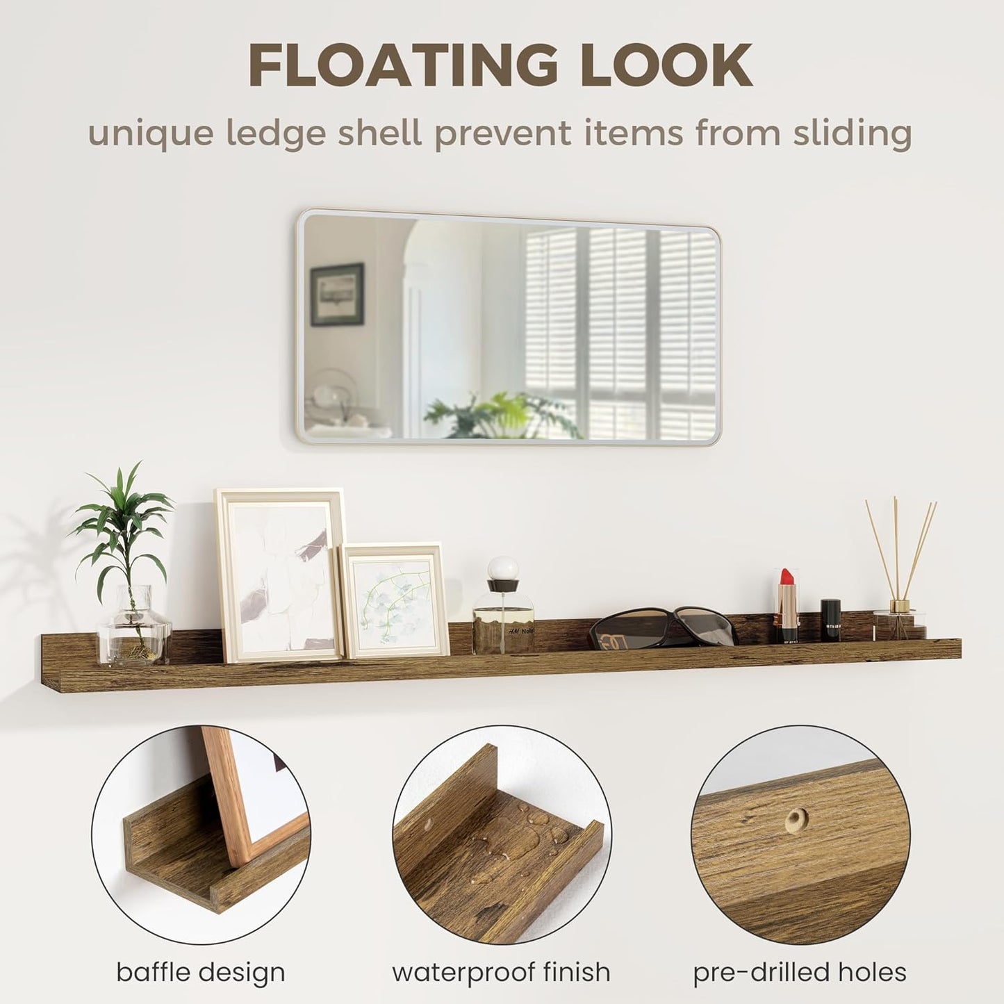 Axeman Floating Shelves for Wall - Picture Ledge Shelf Set of 2-36 Inch Floating Shelves with Lip - Picture Shelf for Wall with Ledge - Photo Ledge Shelves for Pictures Nursery Books