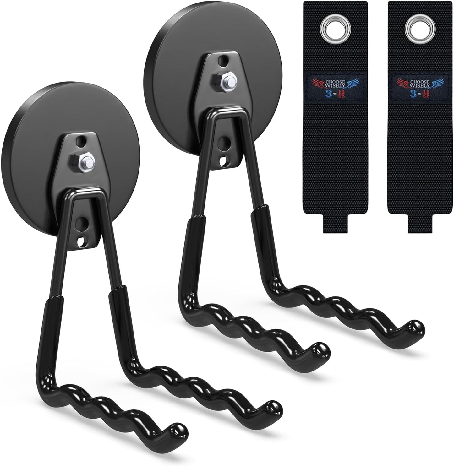 3-H Magnetic Wave Hooks Heavy Duty 2 Pack, Large Magnet Garage Hooks Heavy Duty and Strong Utility Magnetic Tool Holde for Hanging and organizing Garden Power Tool (Black