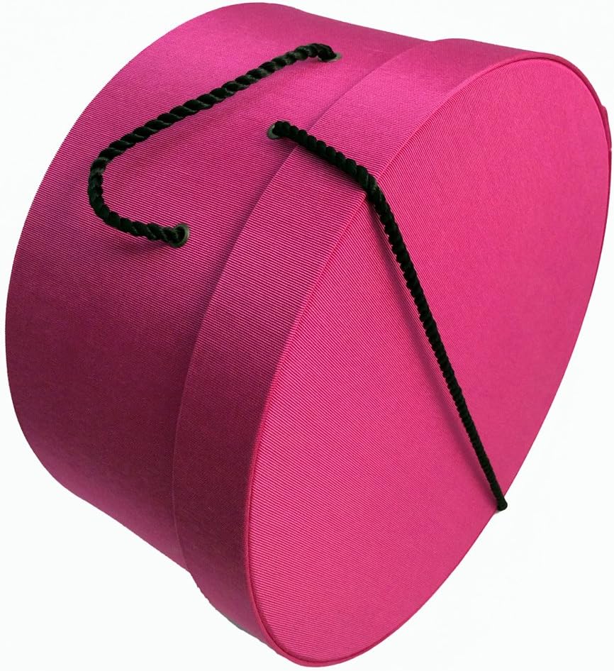 Sarah's Hat Boxes Classic Cerise Hat Box – 11" x 5.5" (Dia. x Ht.) Handmade in USA – Odorless Non-Toxic Adhesive, Cording Handle – Premium Storage for Hats & Accessories