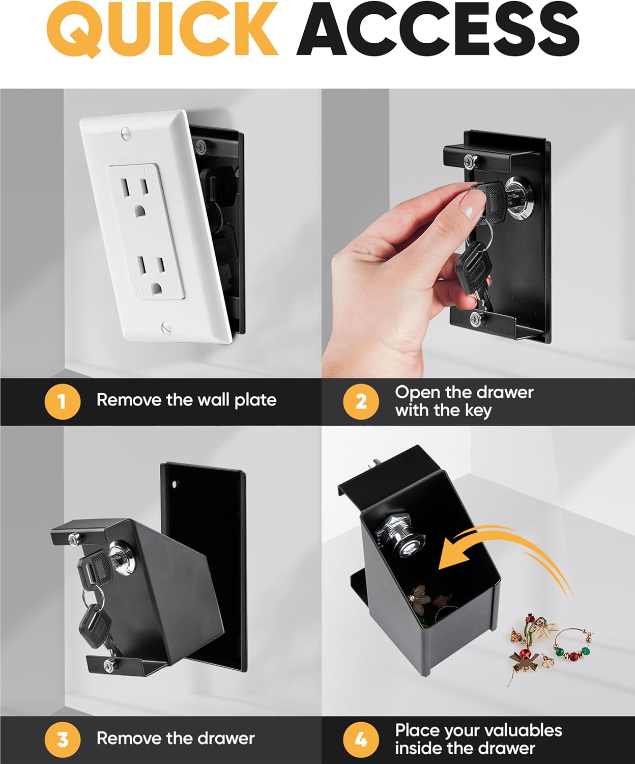 Elder Welder® Electrical Outlet Hidden Wall Safe | 100% Real Wall Plate Included | Easy to Install | Hidden Safe for Money | Wall Safes Between Studs | Secret Storage | Invisible Safe