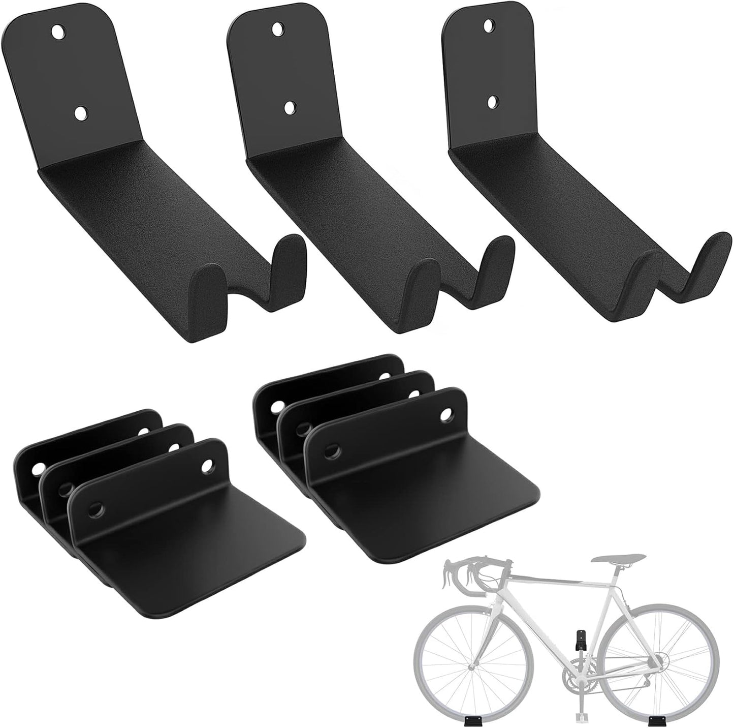 WALMANN 3 Pack Bike Pedal Hanger Wall Mount, Heavy Duty Horizontal Bike Rack for Garage Wall, Holds Up to 70LBS