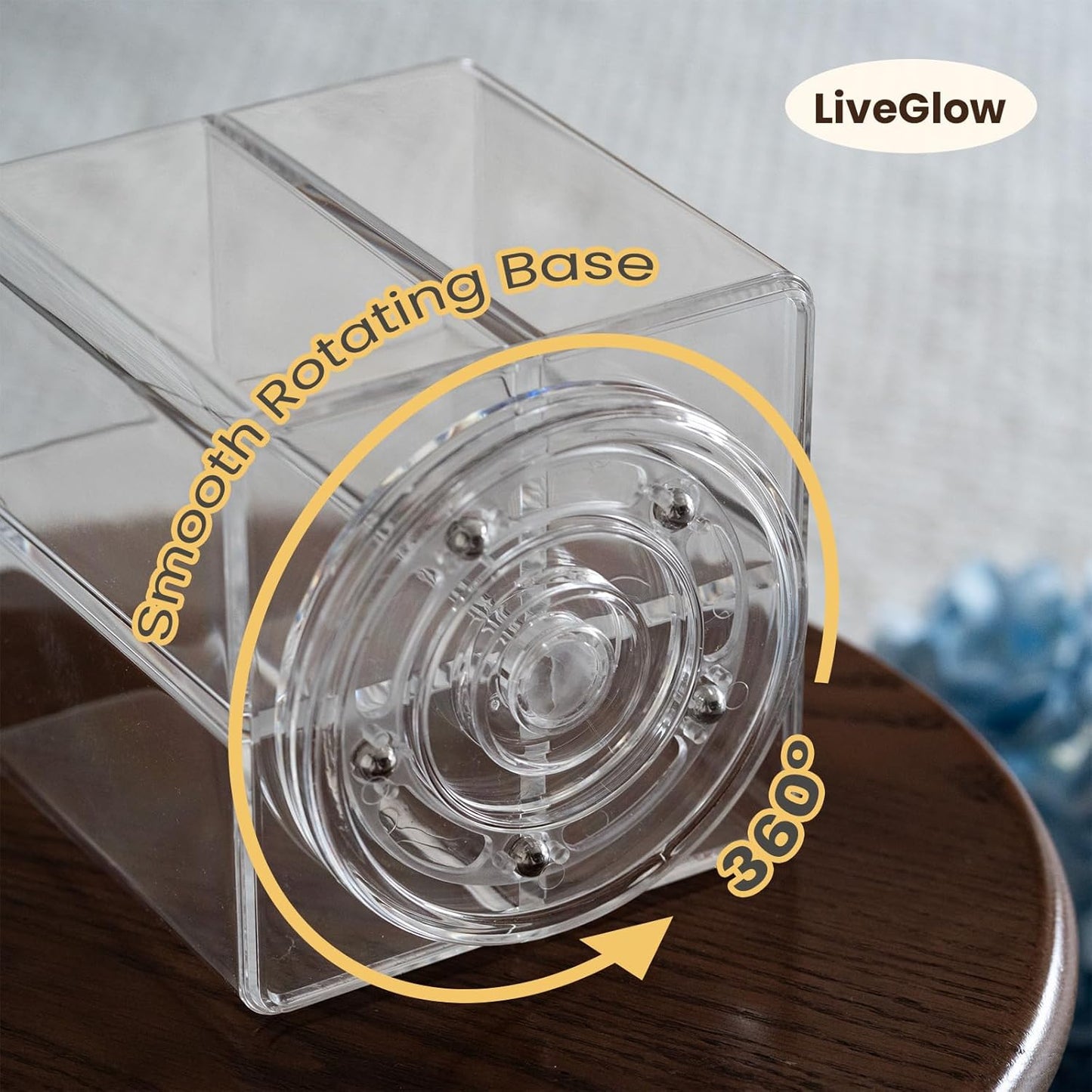 Clear Makeup Brush Holder,Acrylic Rotating 360°Makeup Brush Organizer,Pen holder with 4 Grids,Makeup Holder for Courtup,Containers for Desk,2pc