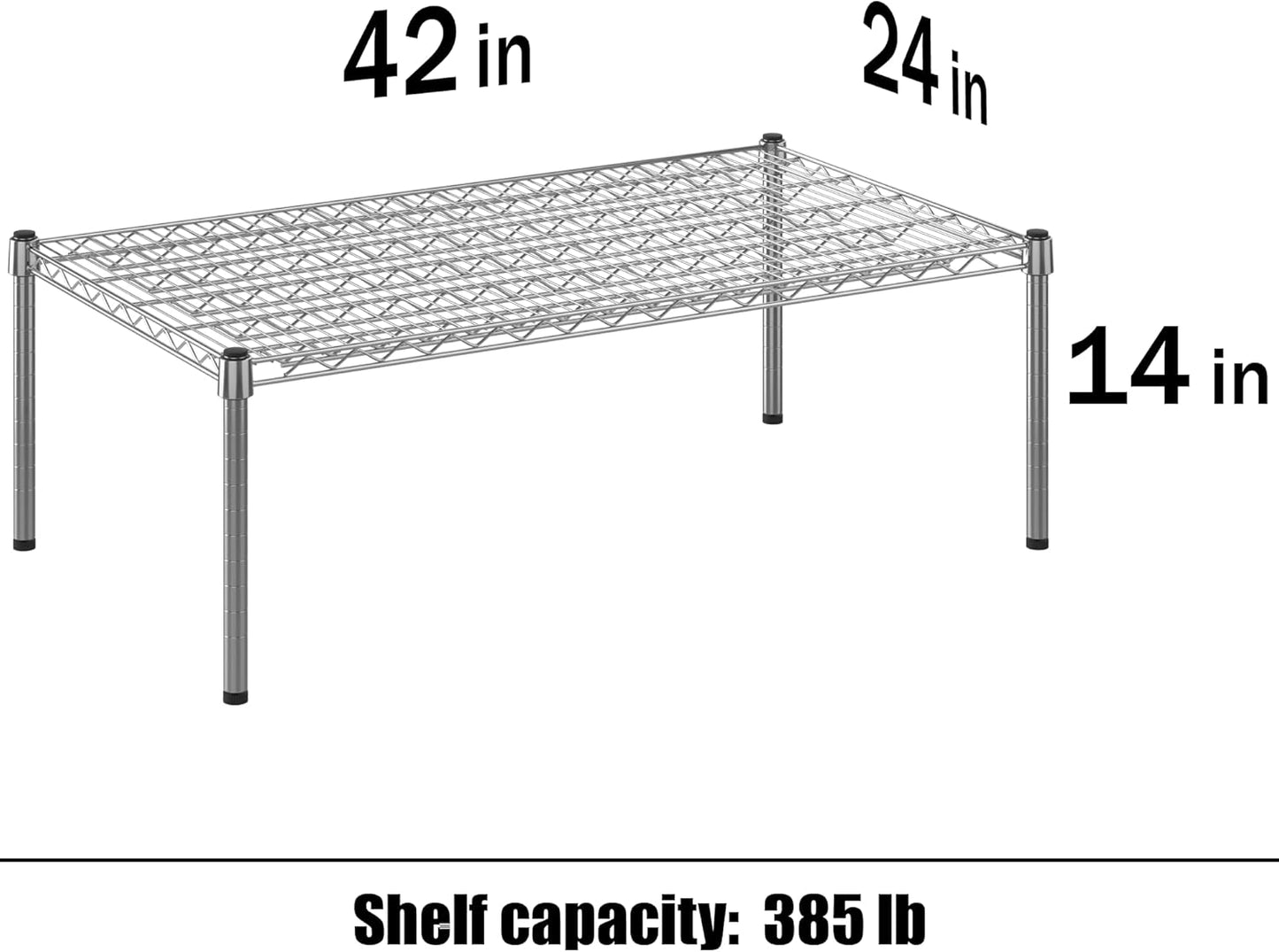 24" Deep x 42" Wide x 14" Height Wire Shelving Kit | 1-Tier | NSF Commercial Storage Rack Unit