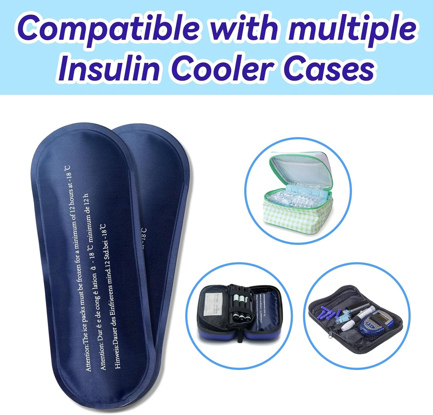 Ice Pack for Insulin Travel Case, TSA Approved Reusable Medical Cooler Bag Ice Packs for Diabetic (Pack of 2)