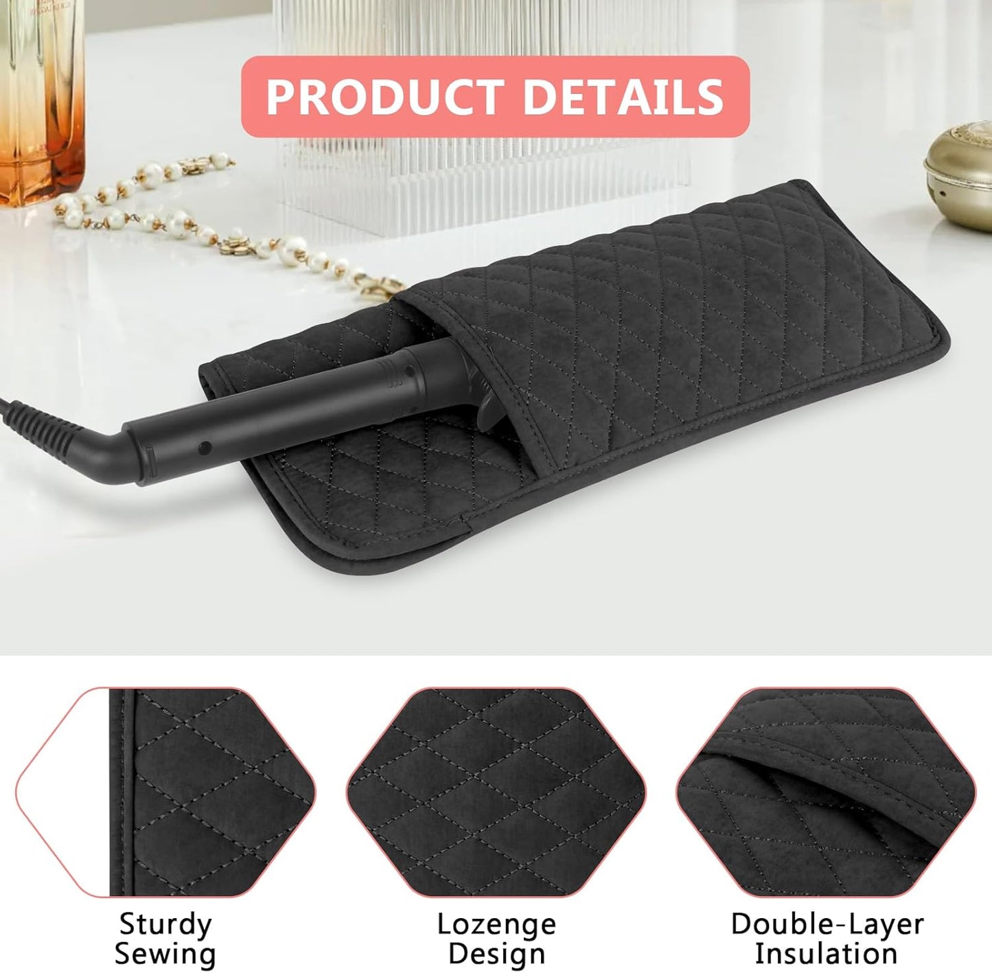 Heat Resistant Hair Tools Organizer Bag Portable Travel Storage Cover Pouch for Hair Straighteners, Curling Irons, Flat Irons and Hot Styling Tools(13.8" x 5.5")
