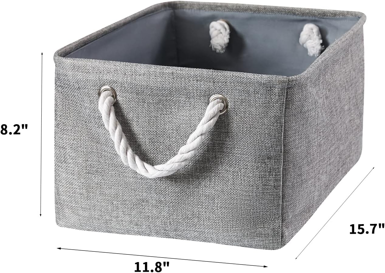 combocube 15.7 x 11.8 x 8.2 Inch Fabric Storage Bins for Shelves, Linen Storage Organizer Storage Basket with Ropes for Laundry, Home, Closet, Office, Clothes, Toys Organizer