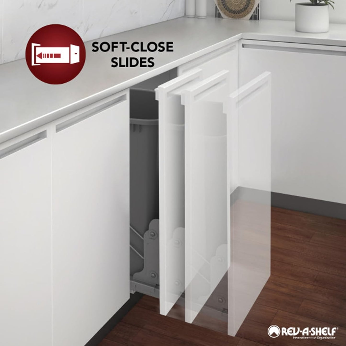 Rev-A-Shelf Kitchen Cabinet Pullout Wall Filler Wooden Organizer Slide Out Pantry Storage w/Soft-Close in Multiple Sizes, 6 x 39 In, 432-WFBBSC39-6C
