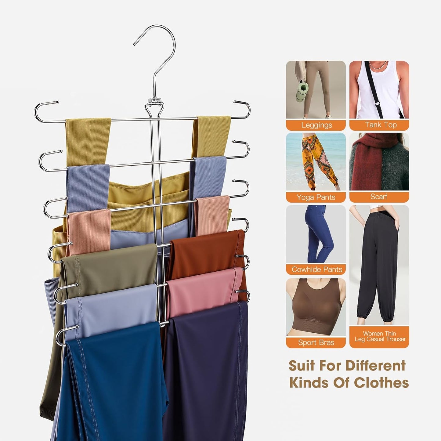 Tank Top Hanger 2 Pack Bra Hangers for Closet Organizer,6 Tiers Metal Space Saving Hanger with 360 Degree Hook,Mult Function Closet Organization for Vest,Tank TOP,Yoga Pants,Scarves
