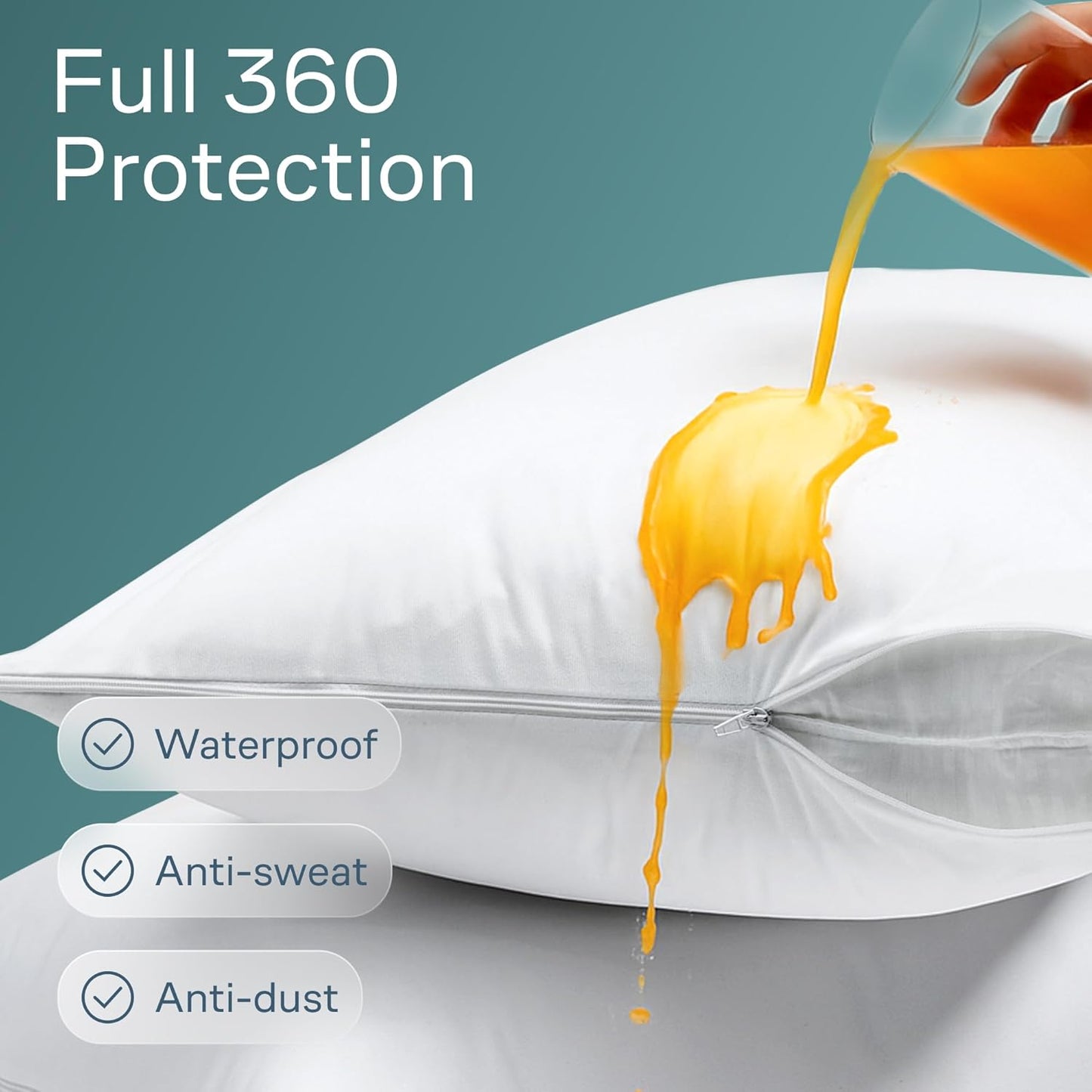 Niagara 12 Pack Waterproof Pillow Protectors Queen 20x30 Inches Smooth Zipper Premium Encasement Covers Quiet Cases Set White