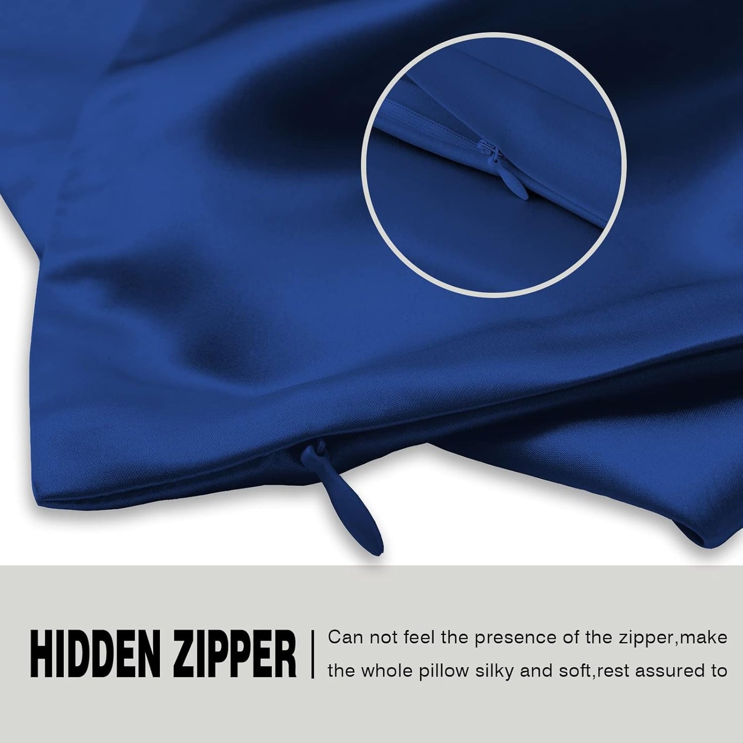 Mulberry Silk Pillowcase for Hair and Skin Pillow Case with Hidden Zipper Soft Breathable Smooth Cooling Silk Pillow Covers for Sleeping (Royal Blue, King（20"X 36"）)