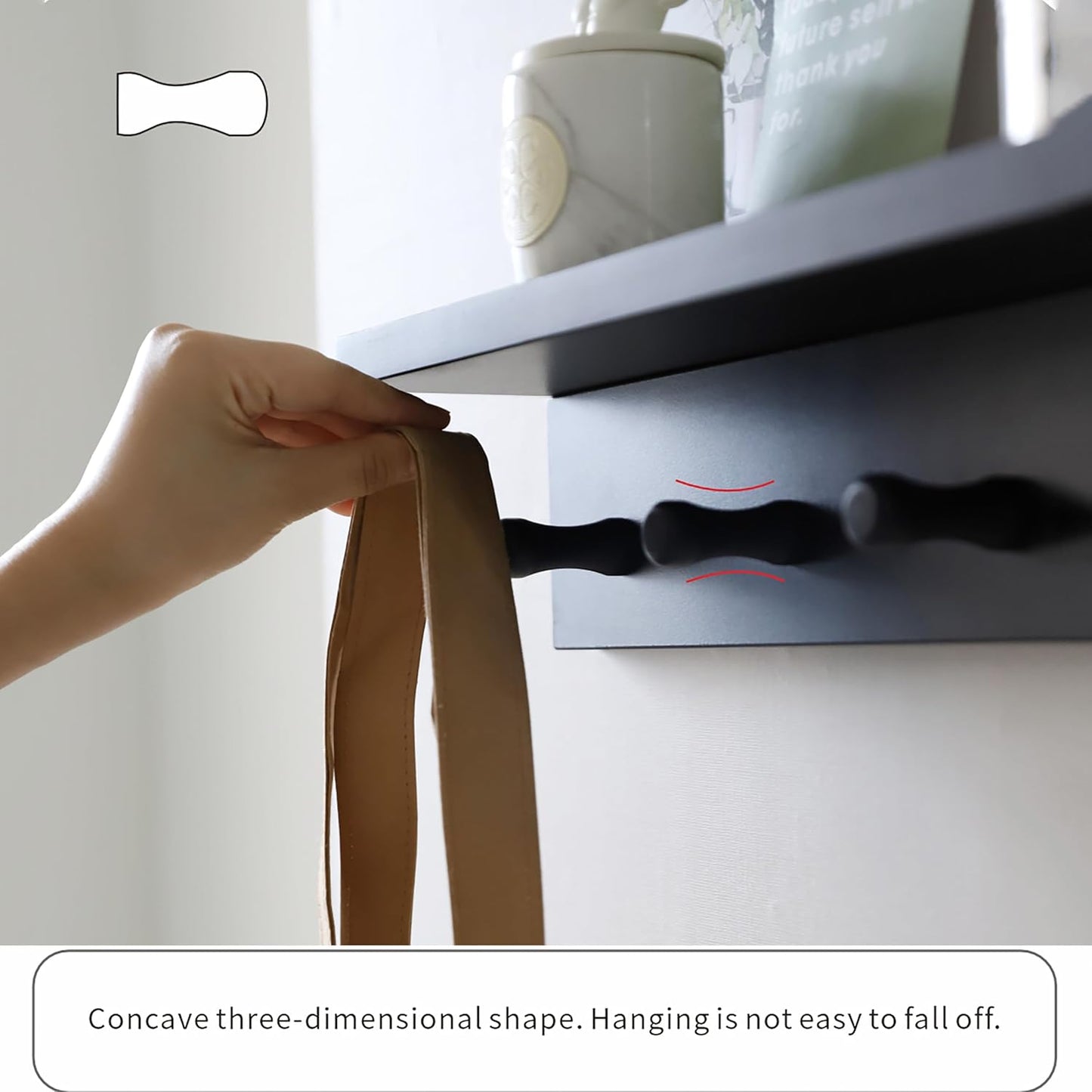 Entrance Coat Rack ，Coat Hooks, Wall-Mounted Wooden Hook Rack, Wall-Mounted Shelves are Very Suitable (Black Finish-1)