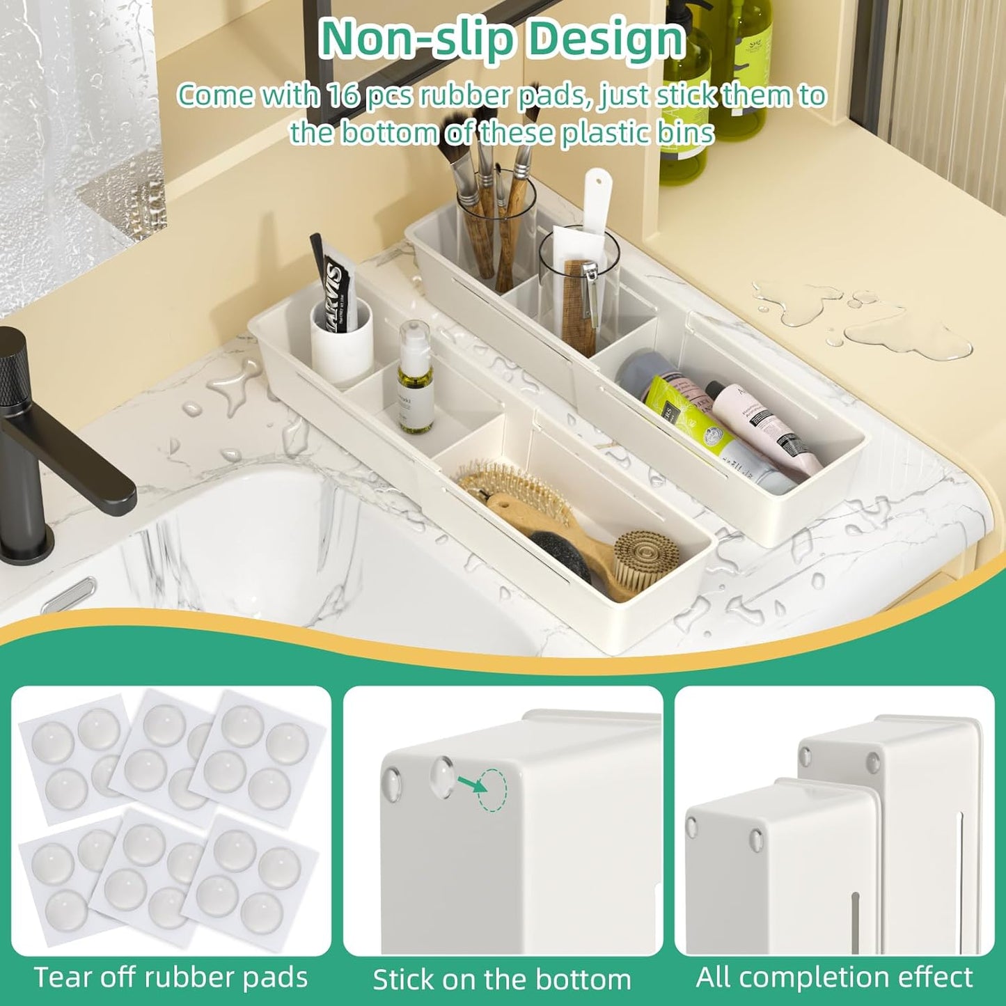 Desk Drawer Organizer Tray, 4 Pack Expandable Drawer Organizer with Dividers Adjustable, Bathroom Organizer Bins for Junk, Office, Makeup, Kitchen Utensil