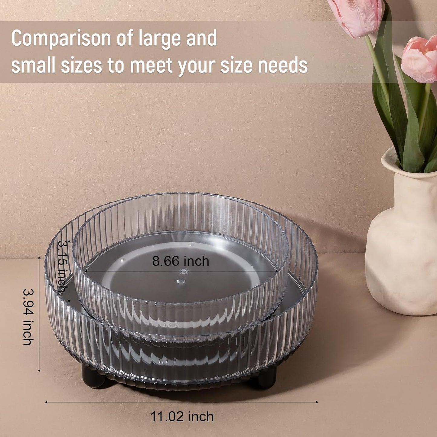 Anyoifax 360 Rotating Makeup Organizer Perfume Tray Skincare Holder Spinning Cosmetic Storage Bathroom Countertop Organizer Lazy Susan Turntable for Dresser, Vanity, Kitchen, Large Black
