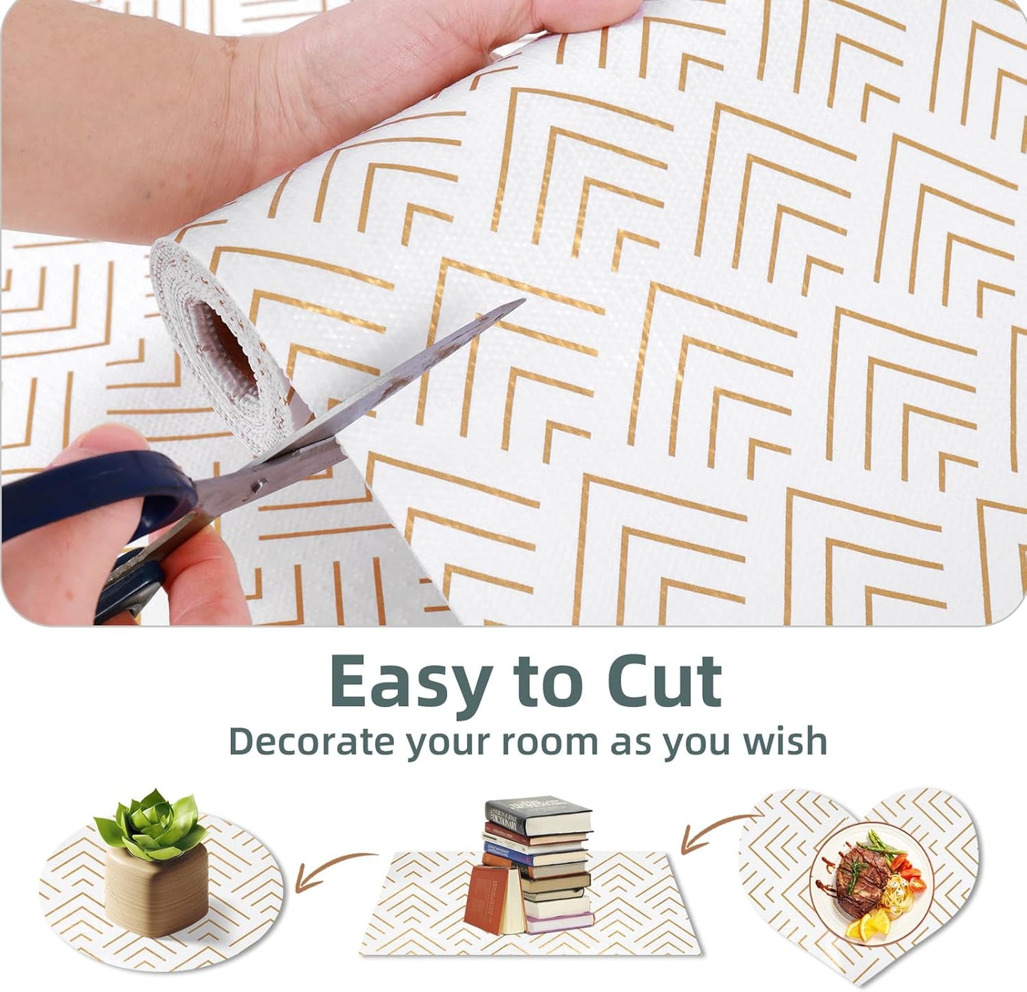 Shelf Liner for Kitchen Cabinets Non Adhesive Drawer Liner Gold Arrow Non-Slip Thickened Shelf Liner Paper Strong Easy to Clean for Tool Box Refrigerator with Knife and Tape Measure 12 inche x 10 feet