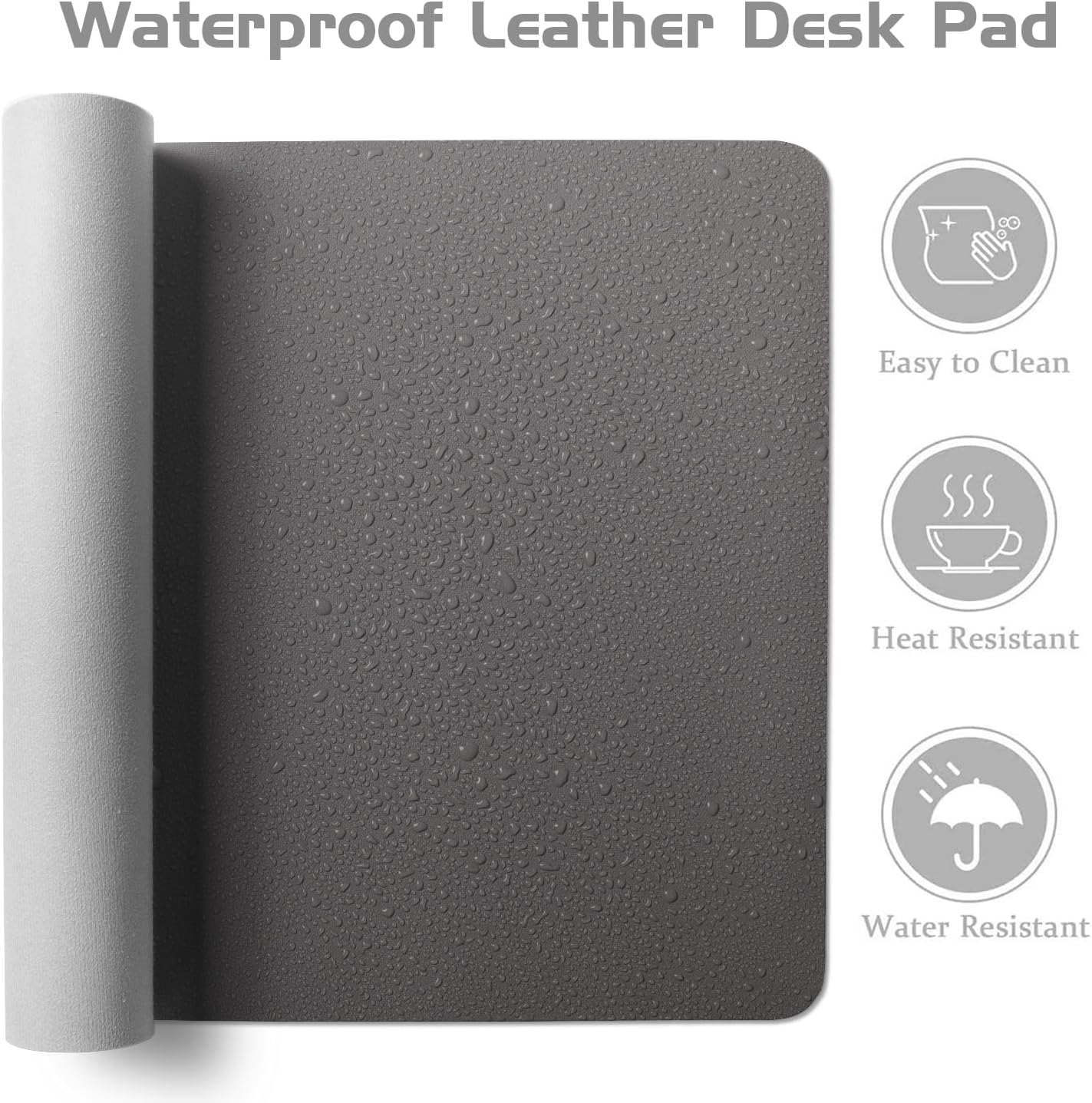 Aothia Leather Desk Pad Protector, Office Desk Mat, Large Mouse Pad, Laptop Desk Pad, Non-Slip PU Leather Desk Blotter, Waterproof Desk Writing Pad for Office and Home (Gray, 55" x 24")