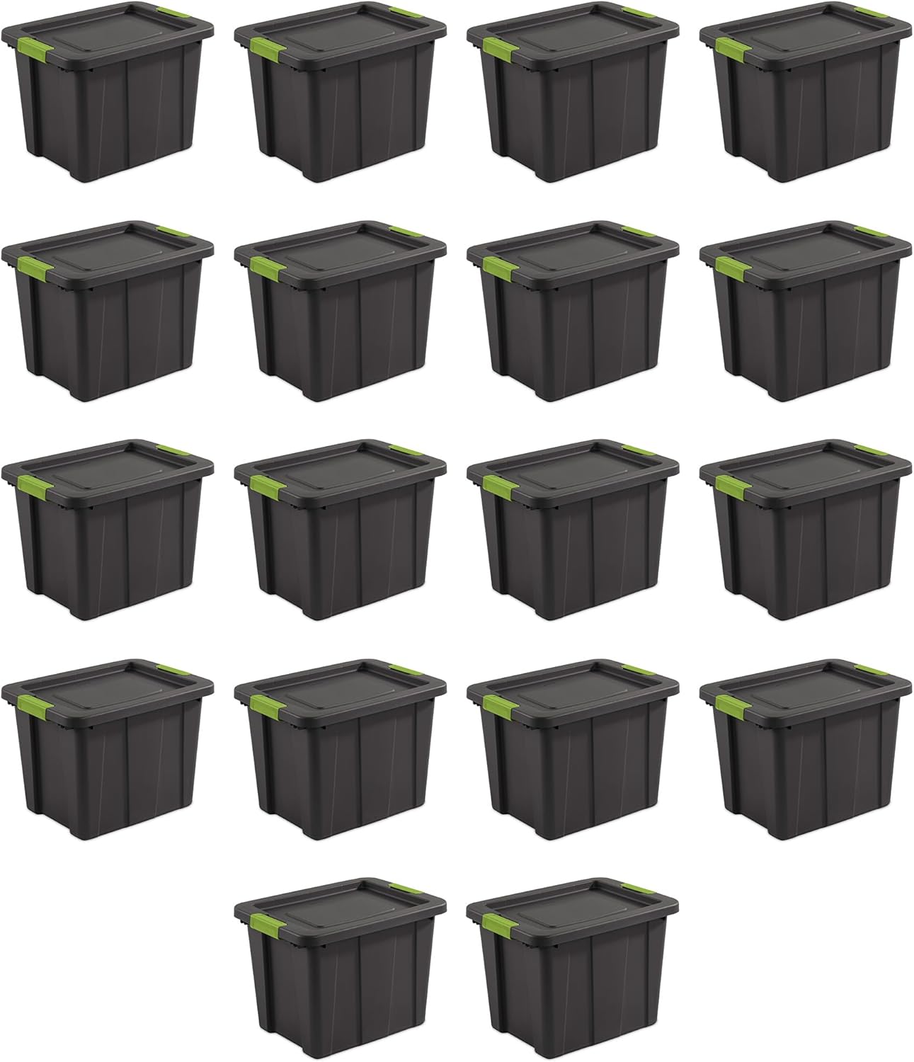 Sterilite 18-Pack Storage Bins with Lids, Heavy Duty Totes, Tuff1, 18 Gallon, Flat Gray