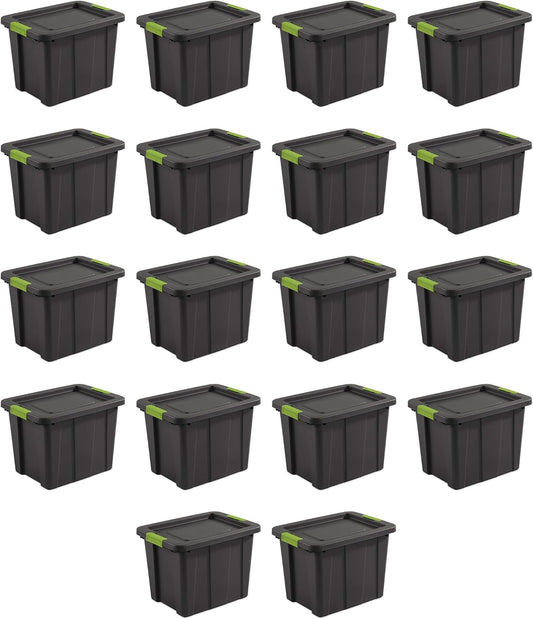 Sterilite 18-Pack Storage Bins with Lids, Heavy Duty Totes, Tuff1, 18 Gallon, Flat Gray