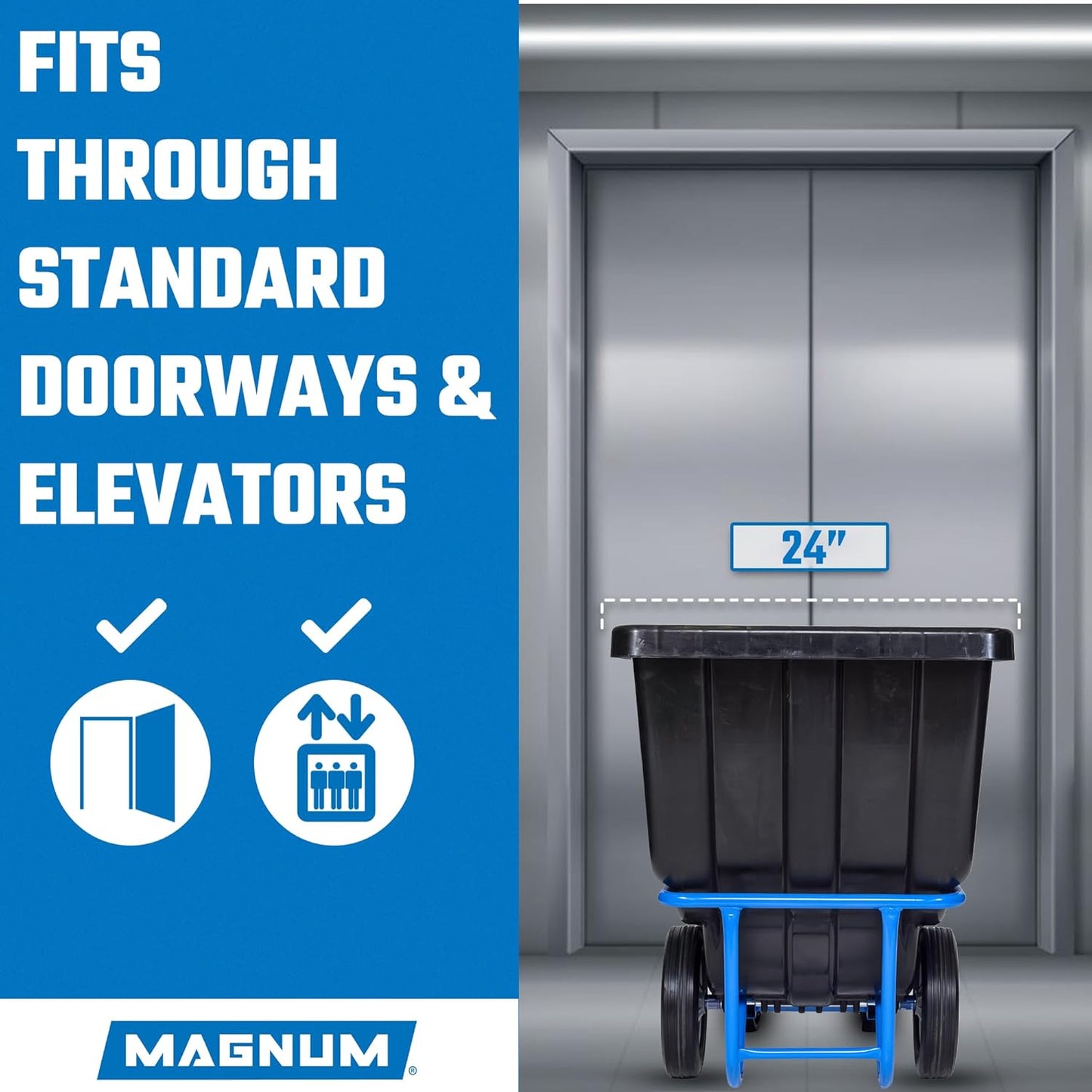 Tilt Truck, 1/2 Cu. Yd. Capacity Dump Cart with Heavy Duty 12” Wheels & 5” Casters & Forklift-able Frame for Jobsites, 850 lbs, Trash Cart with Wheels DUC12T-F-04PK (4-Pack)