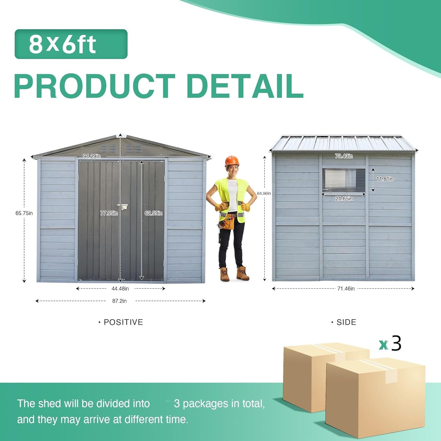 8x6 FT Outdoor Storage Shed, Wood Steel Utility Tool Shed Storage House with Door & Lock, Wooden Sheds Outdoor Storage for Garden Patio Lawn Poolside (Gray)