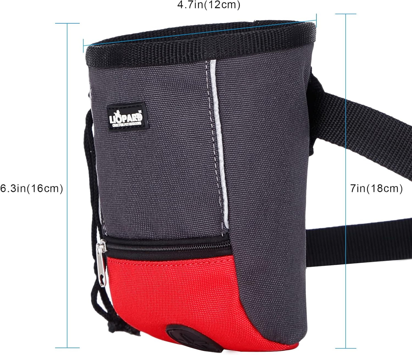 LIOPARD Dog Treat Pouch, Slanted Opening, Ideal for Dog Walking & Training (Red)